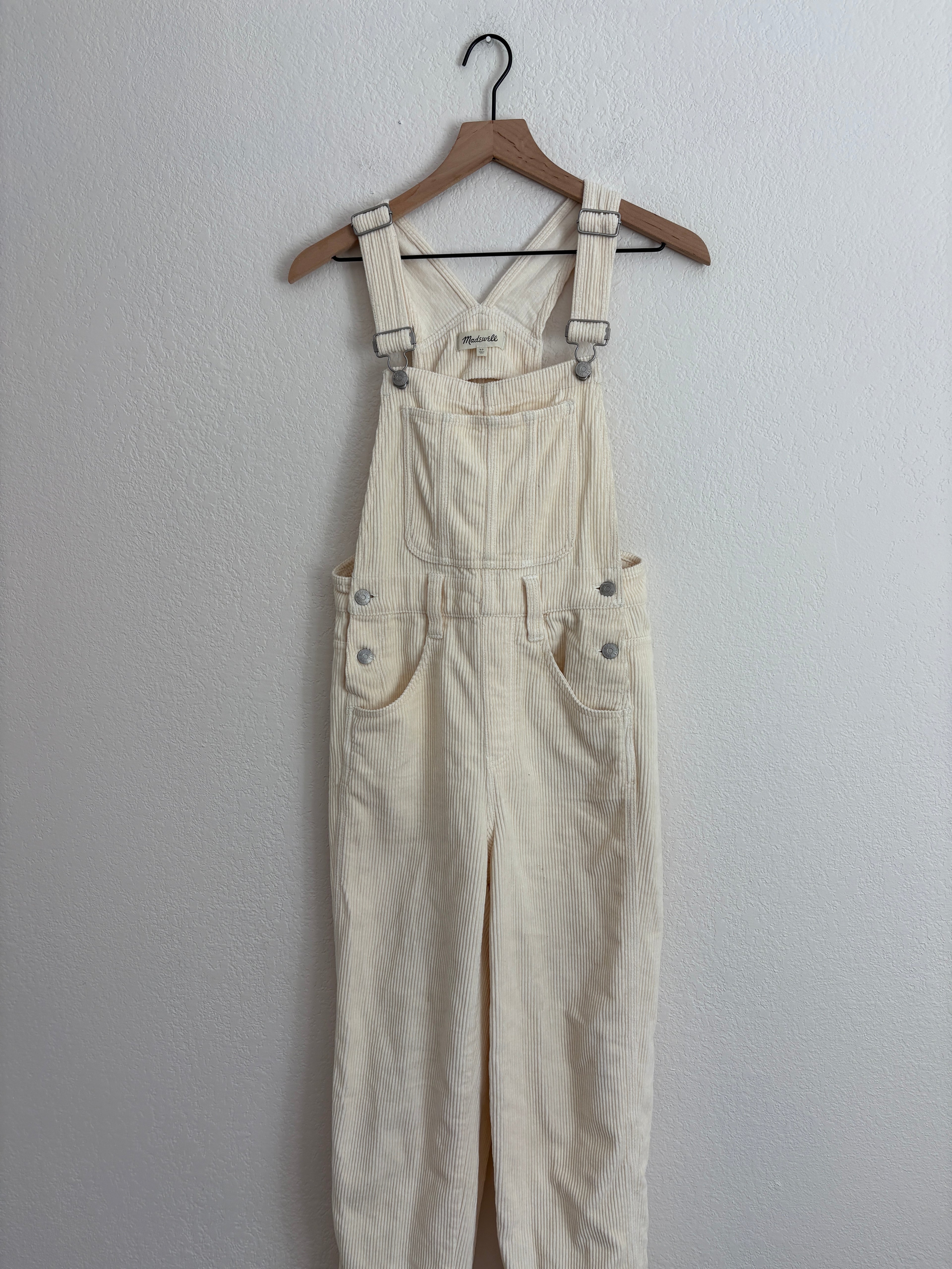 Madewell Cream Corduroy Overalls (XS)