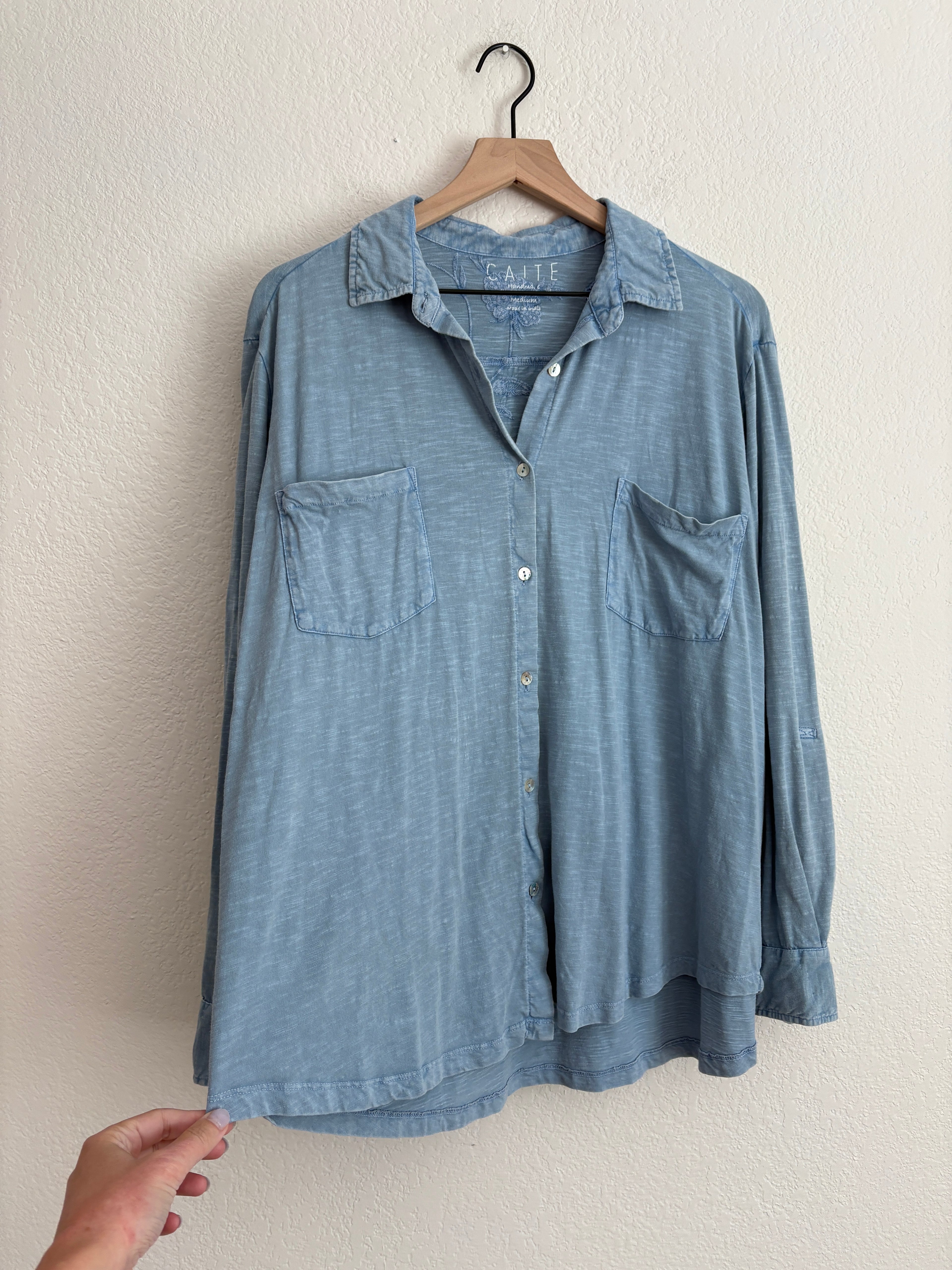 Anthropologie Caite Embroidered Shirt (M)