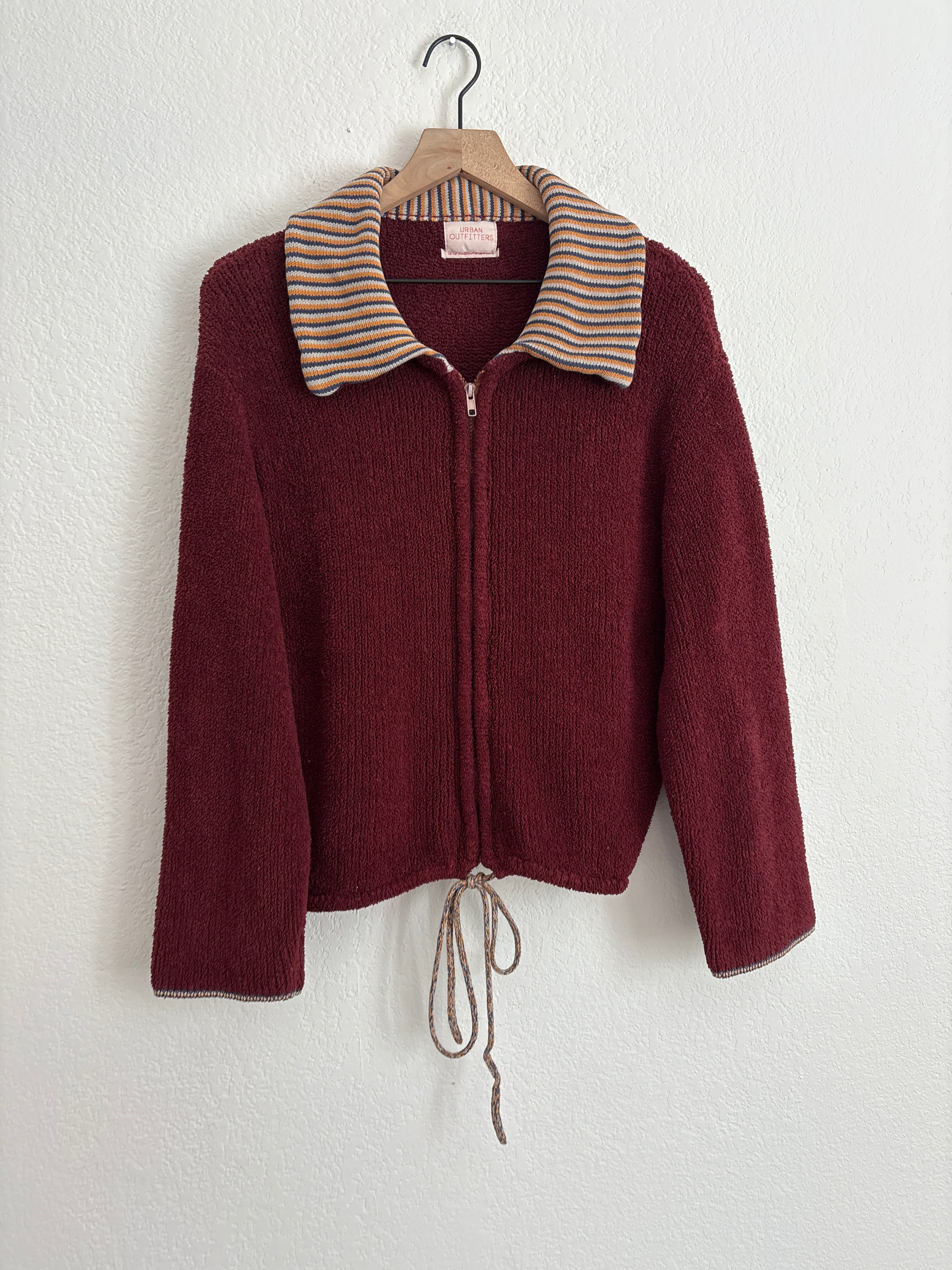 Urban Outfitters Striped Teddy Zip Up Jacket (M)