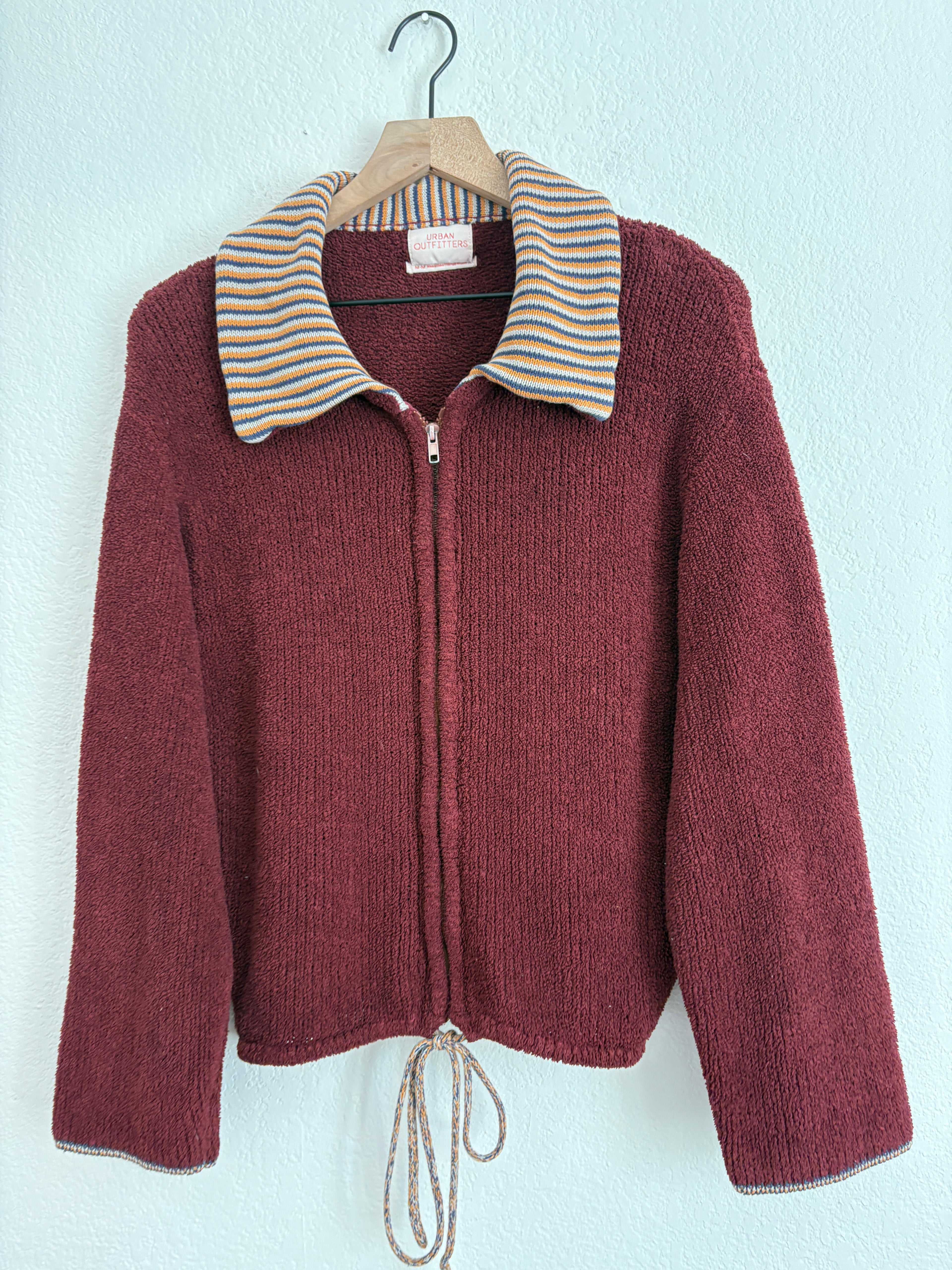 Urban Outfitters Striped Teddy Zip Up Jacket (M)