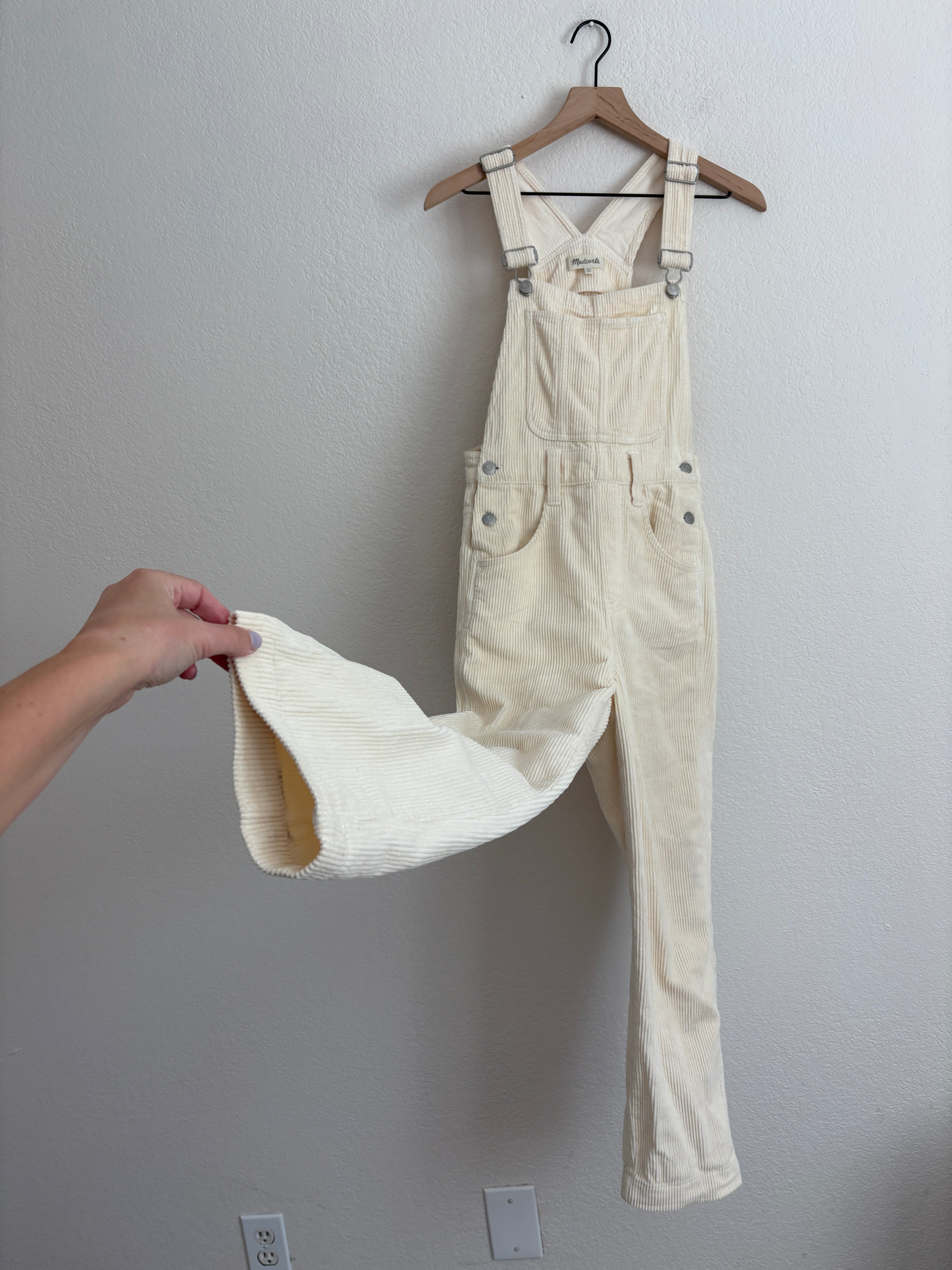 Madewell Cream Corduroy Overalls (XS)