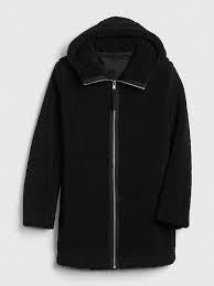 GAP Black Sherpa Hooded Coat (M)