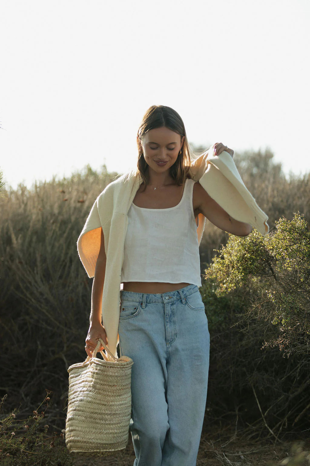 Solai Linen Capri Scoop Neck Tank (M)