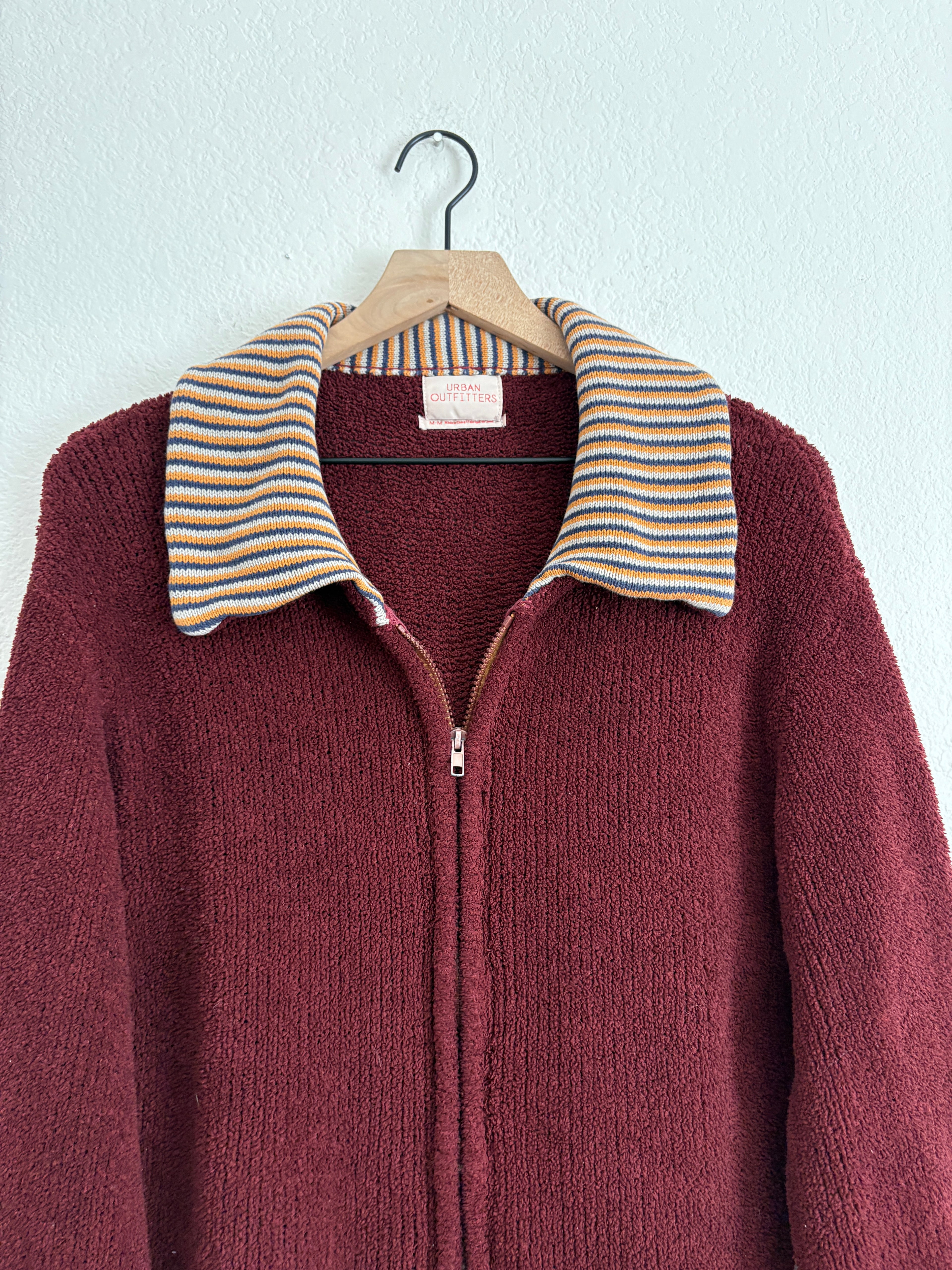 Urban Outfitters Striped Teddy Zip Up Jacket (M)