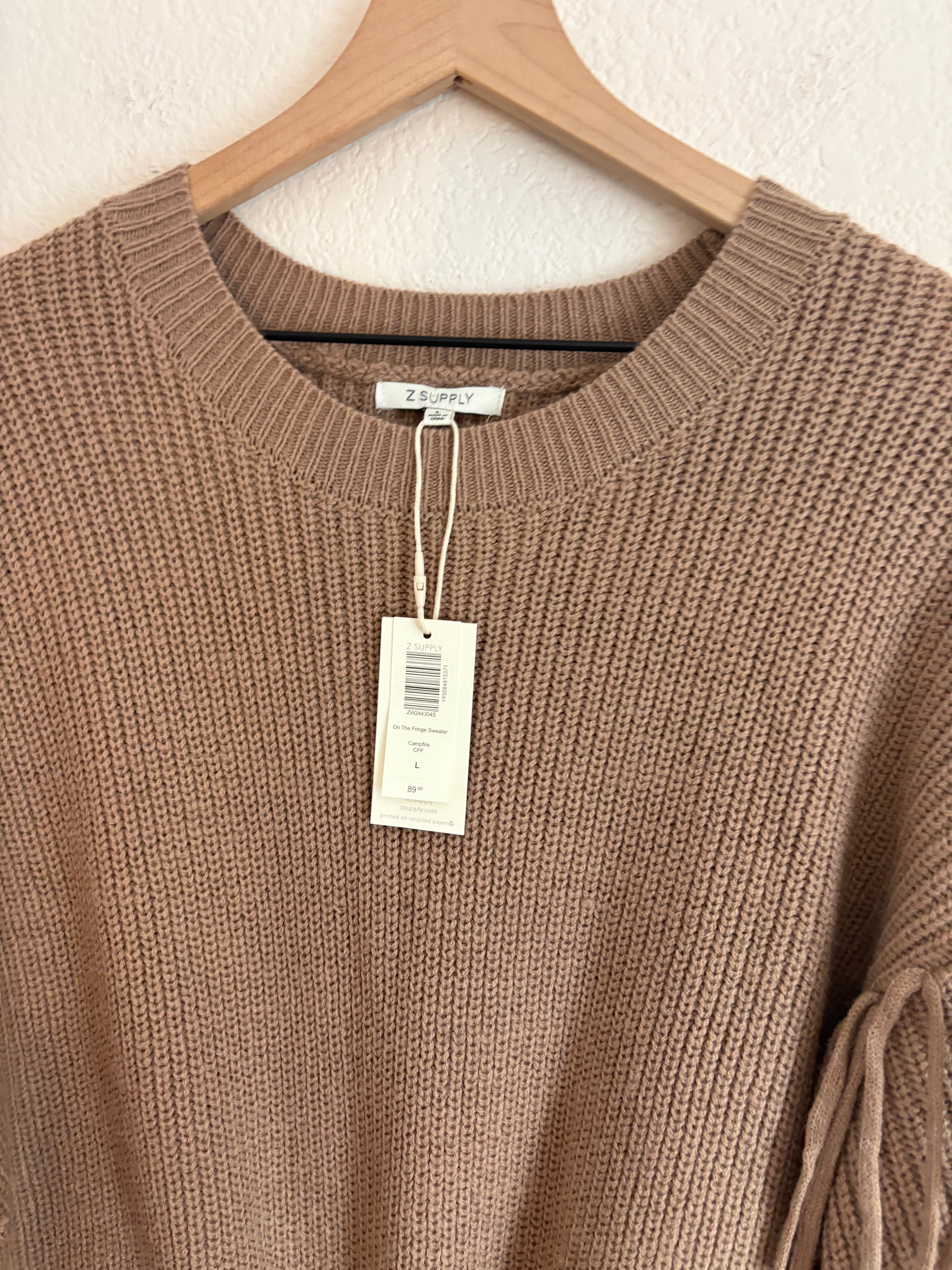 Z Supply Fringe Sweater in Campfire (L)