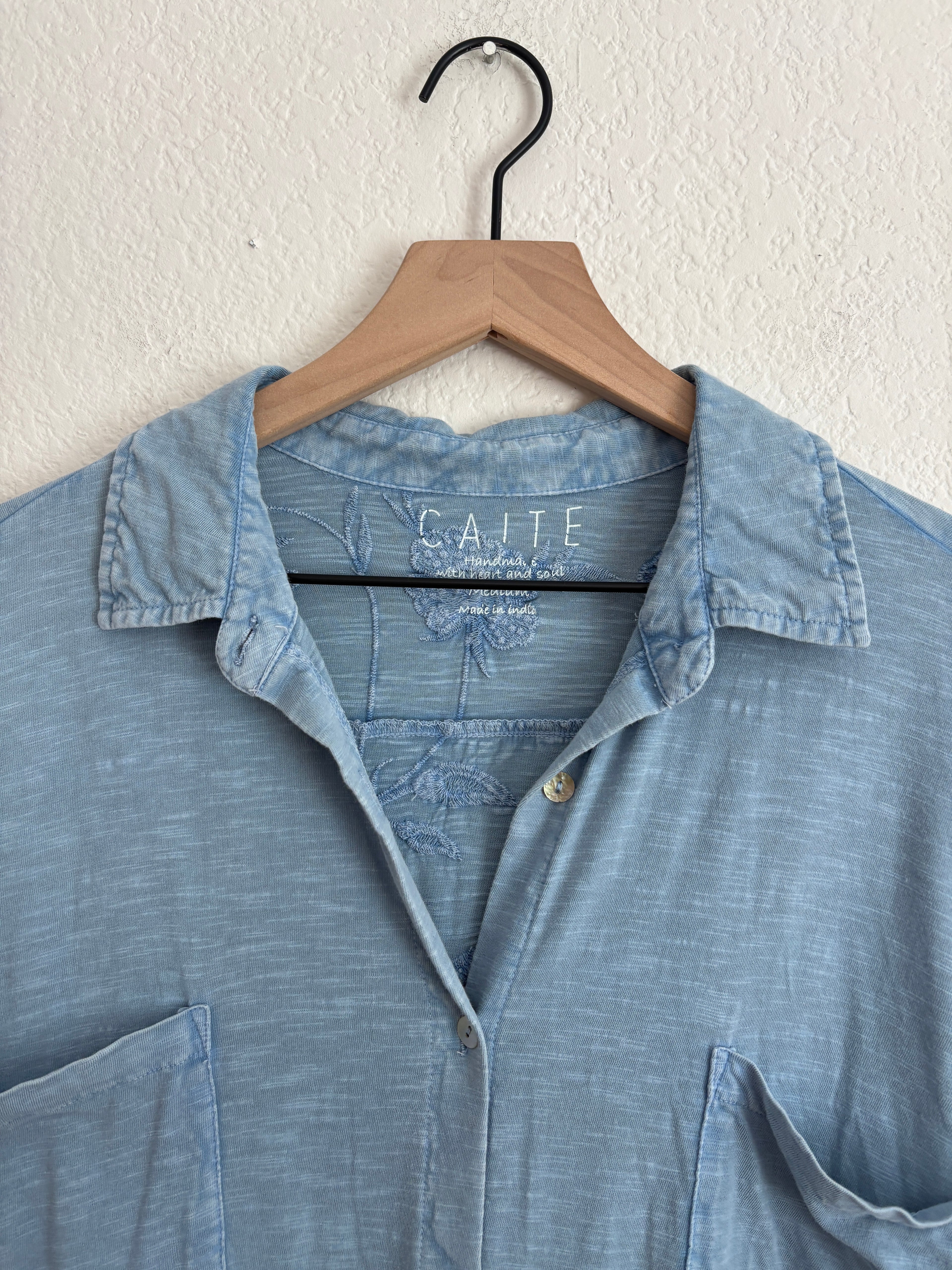 Anthropologie Caite Embroidered Shirt (M)