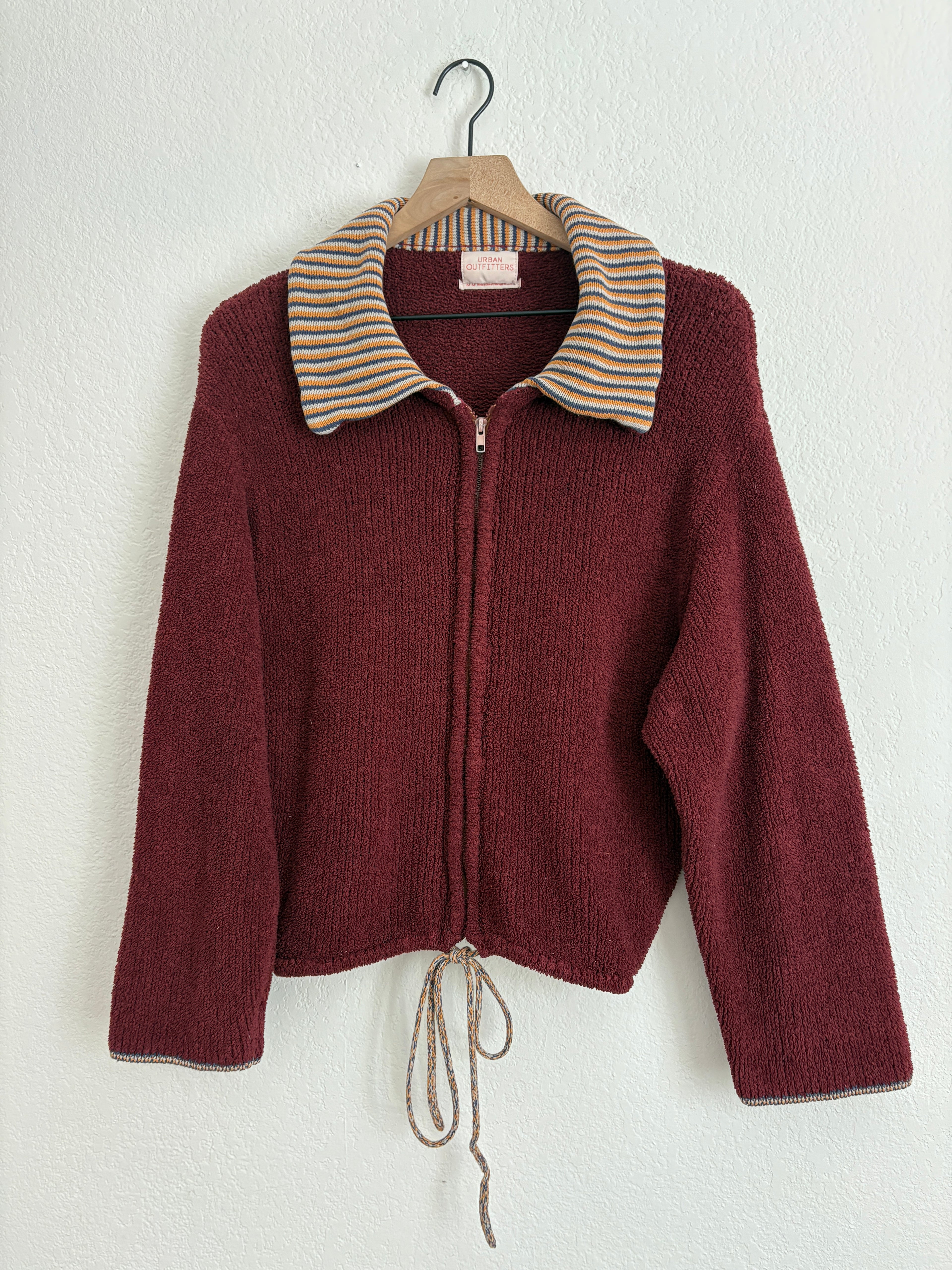 Urban Outfitters Striped Teddy Zip Up Jacket (M)