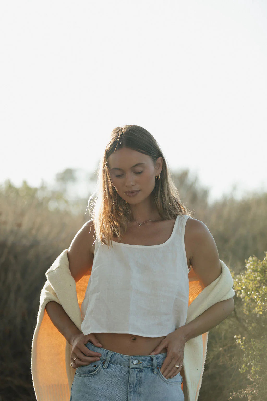 Solai Linen Capri Scoop Neck Tank (M)