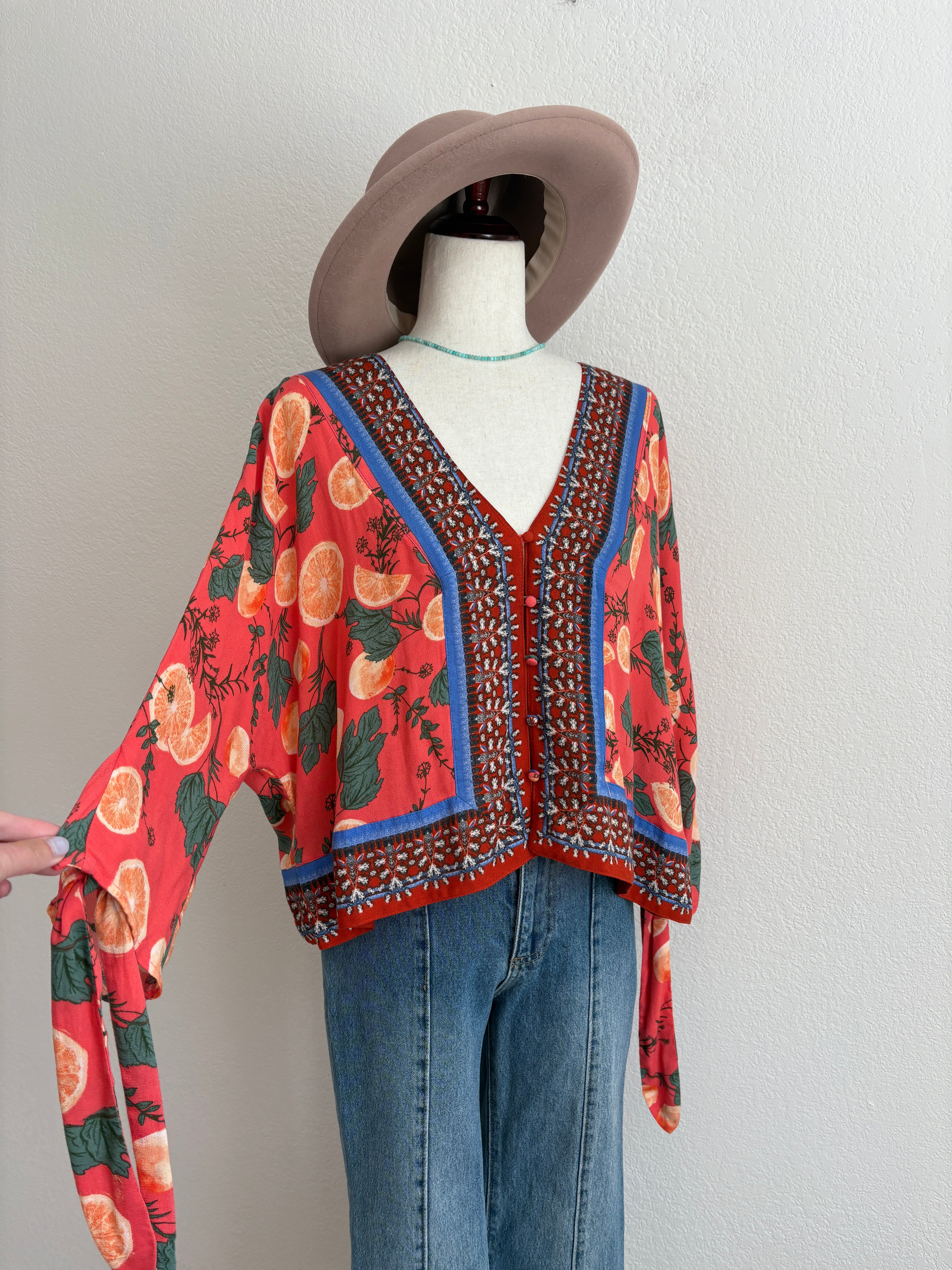 Free People Oranges Boho Top (XS)