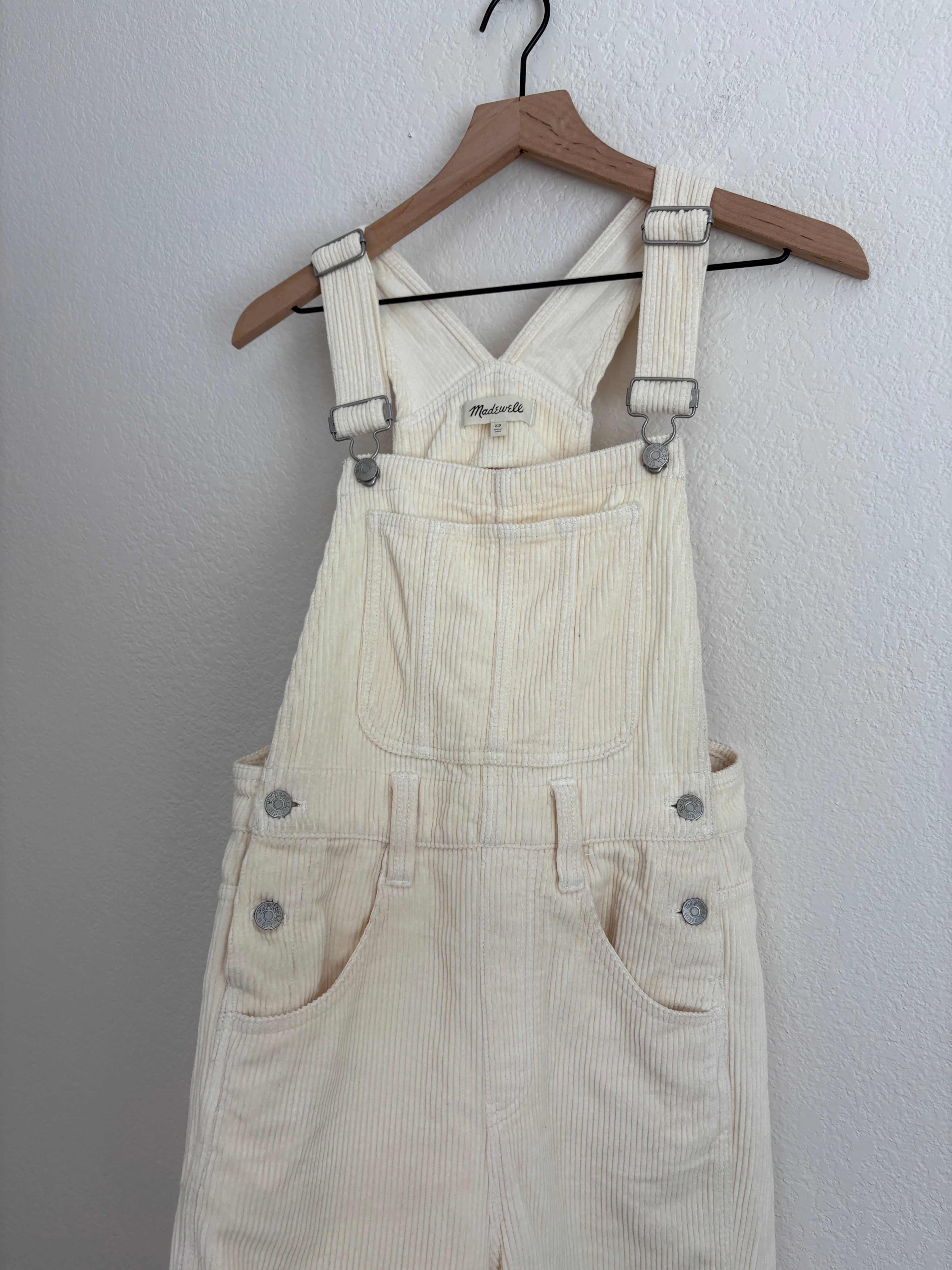 Madewell Cream Corduroy Overalls (XS)