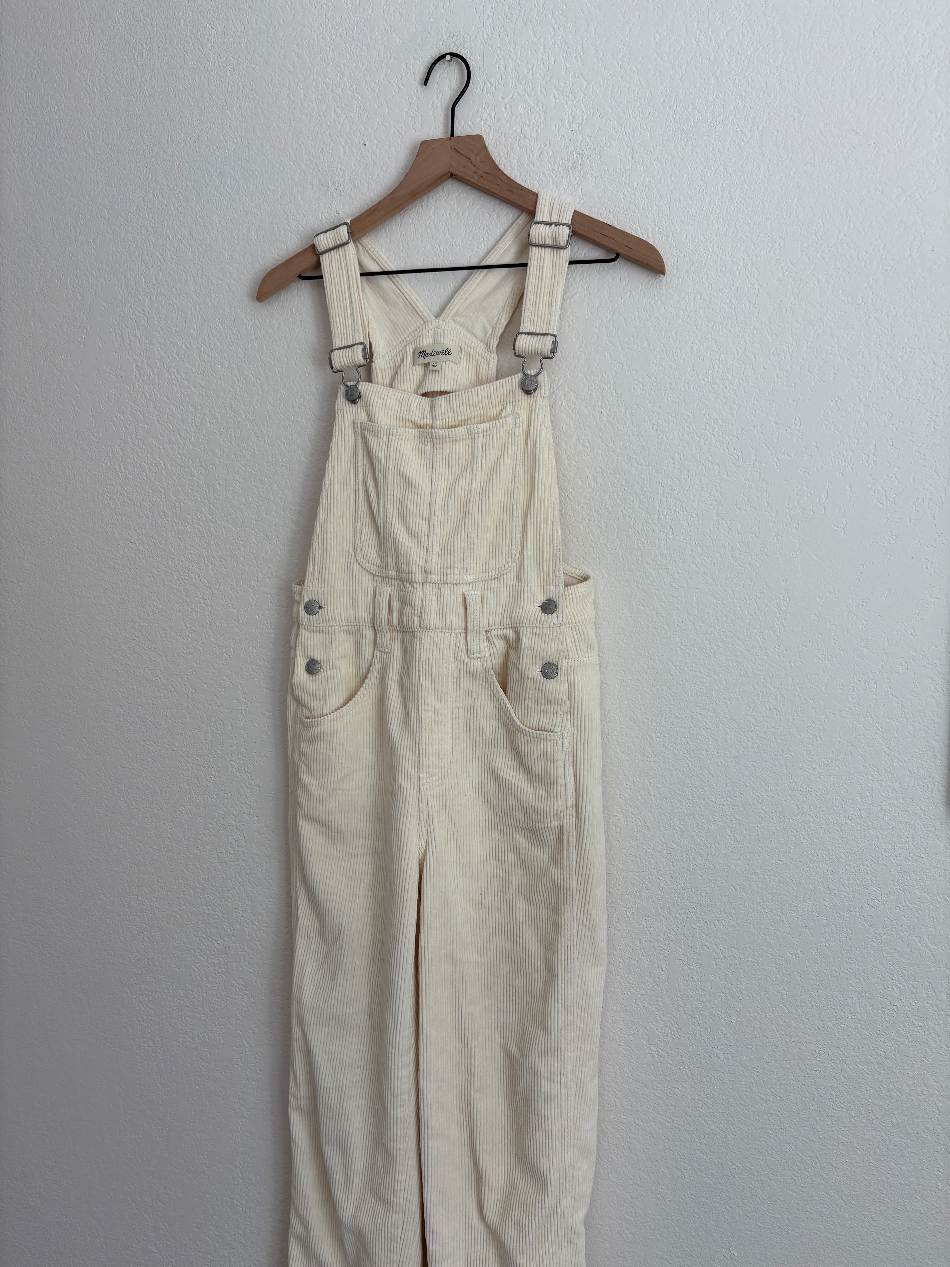 Madewell Cream Corduroy Overalls (XS)