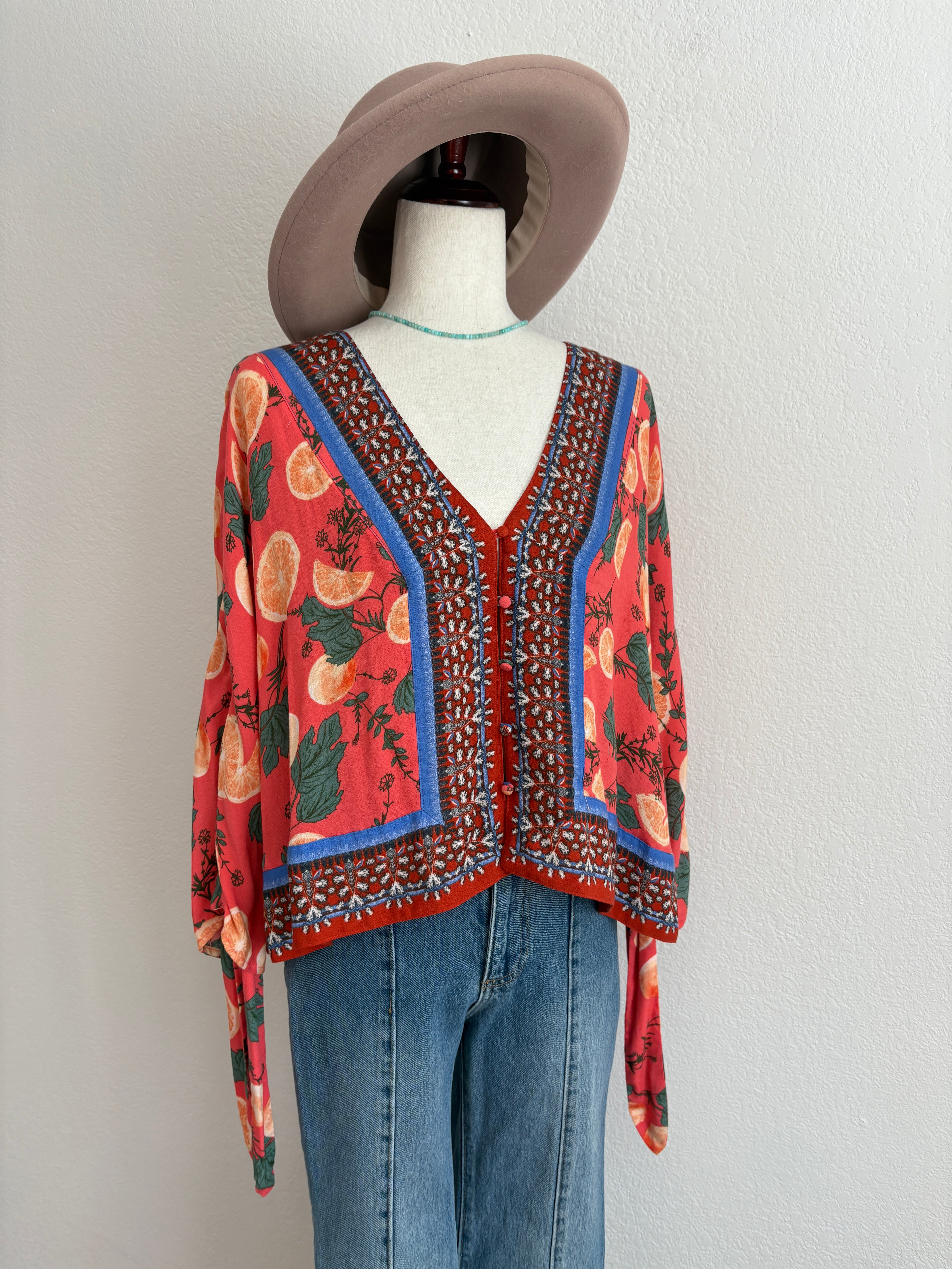 Free People Oranges Boho Top (XS)