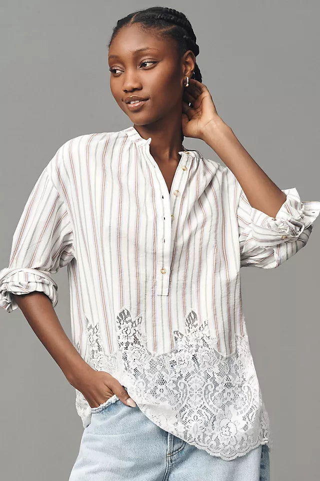 Anthropologie Pilcro Long Sleeve Lacy Top (M)