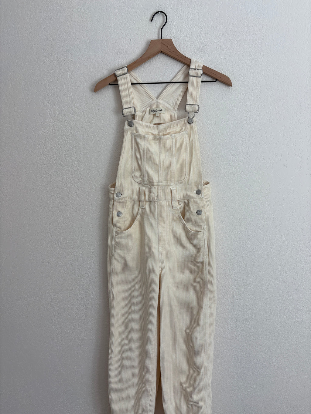 Madewell Cream Corduroy Overalls (XS)