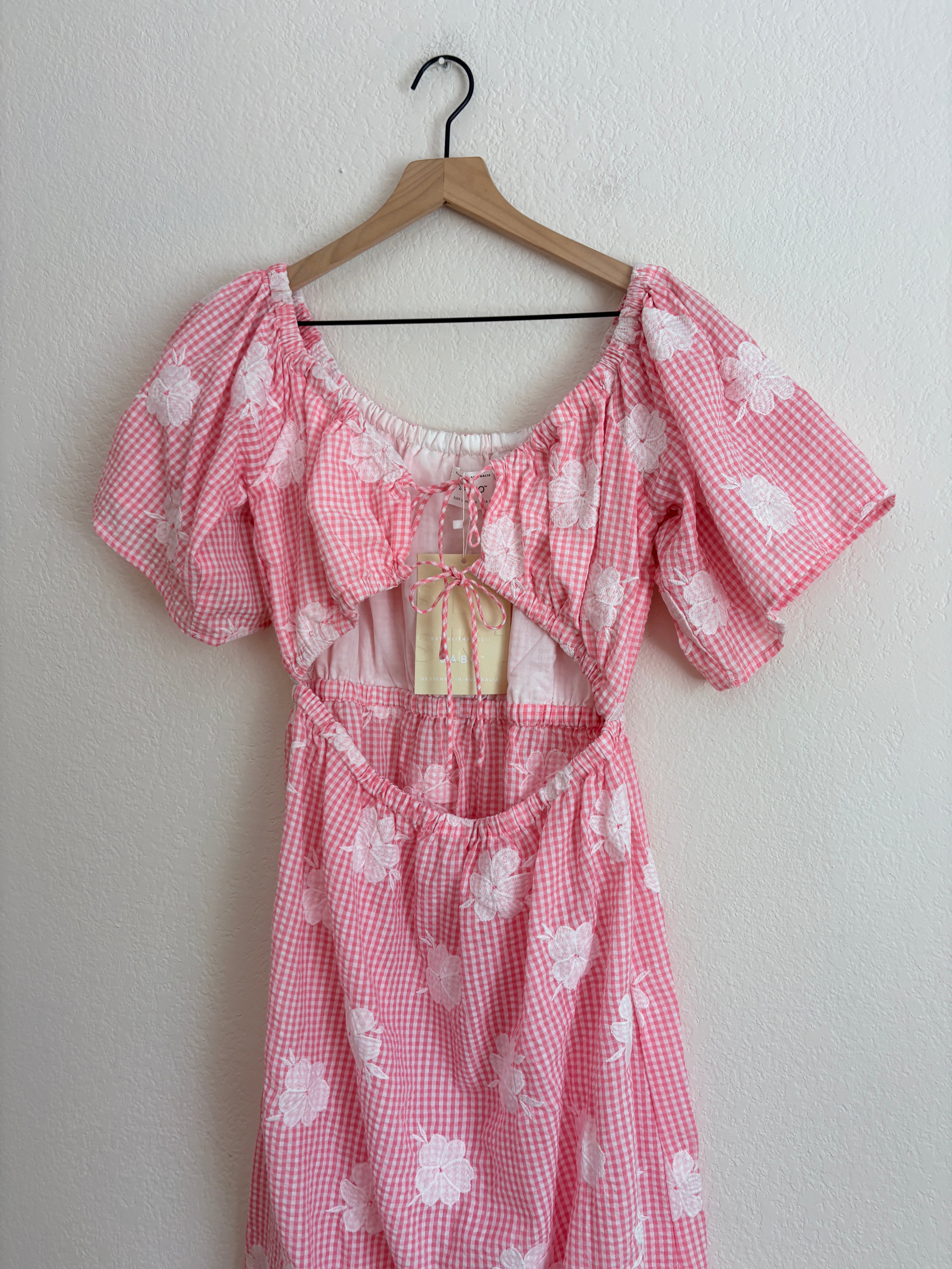 New Sabo Nalu Pink Gingham Dress (L)