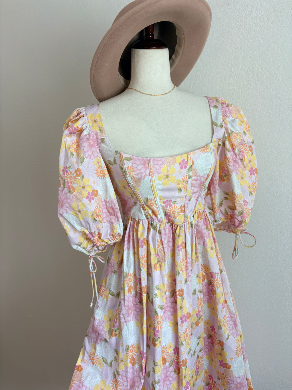 For Love and Lemons Carrie Puff Sleeve Floral Dress (S)