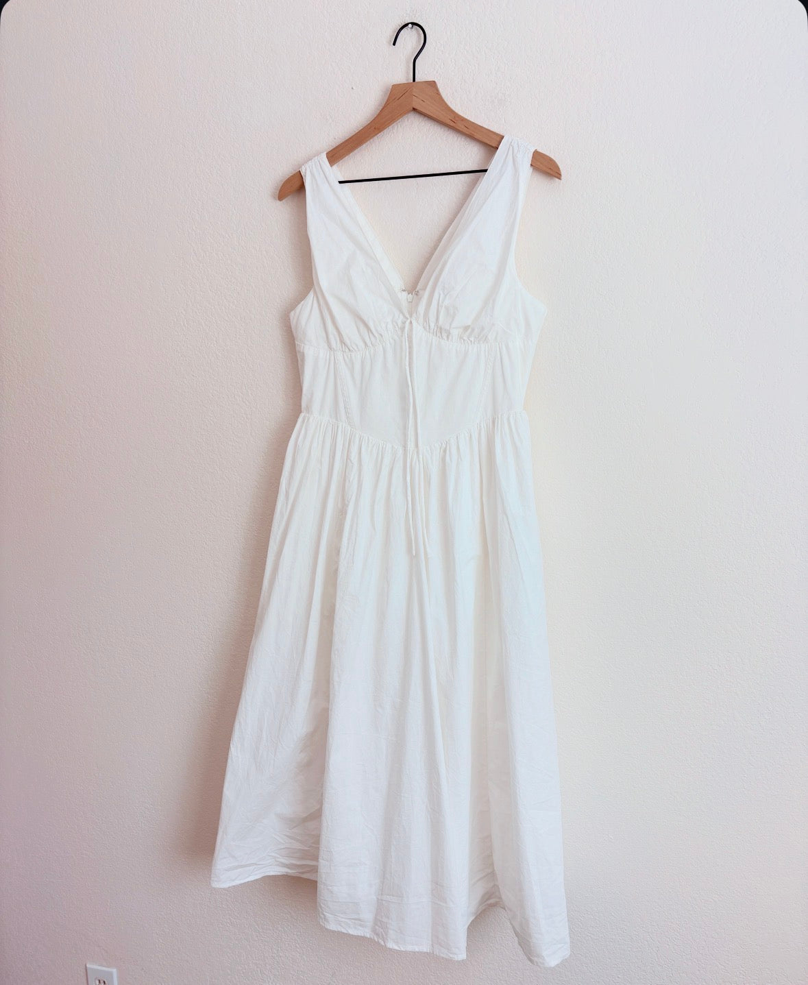 Commense White Midi Cottage Dress (L)