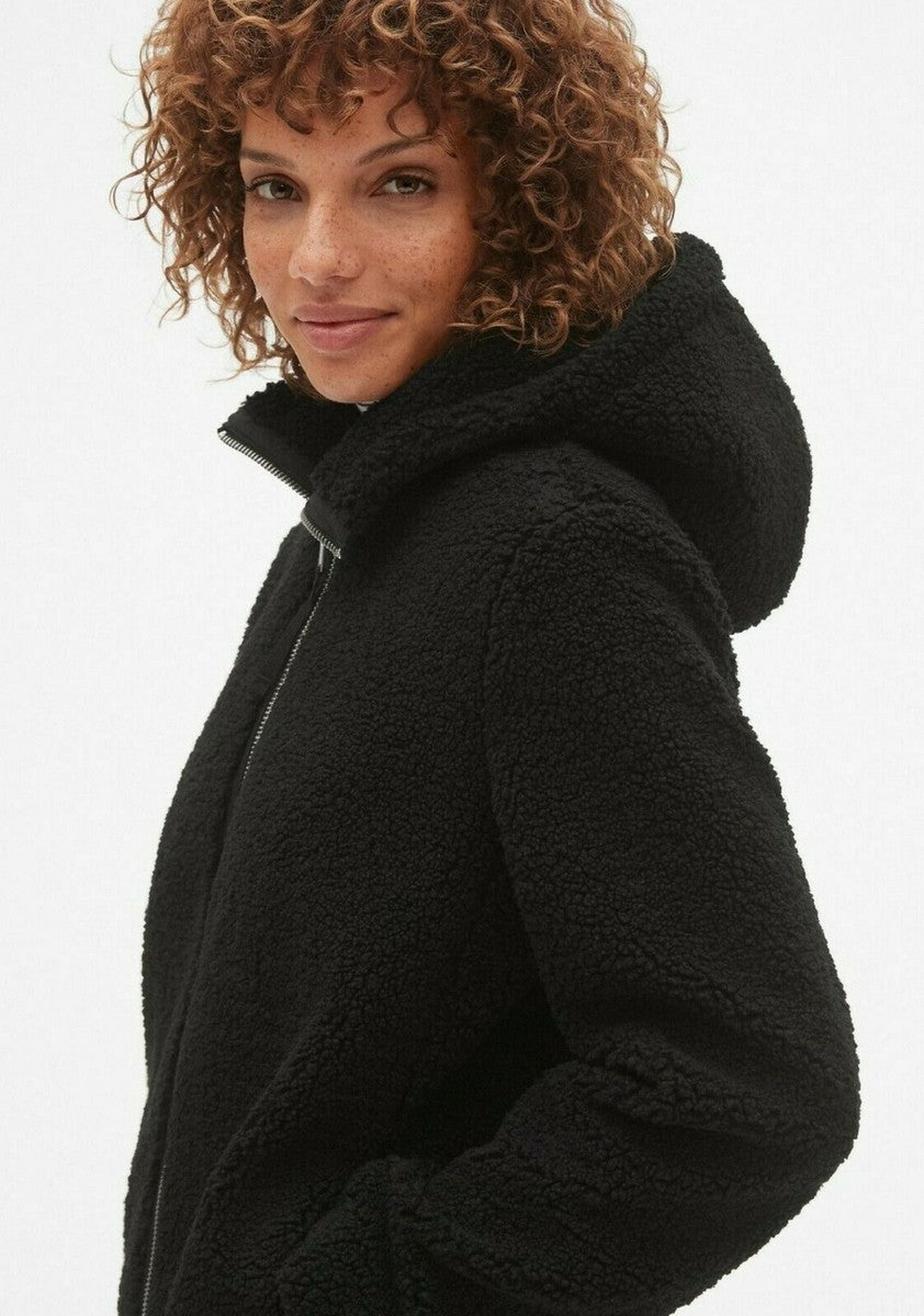 GAP Black Sherpa Hooded Coat (M)