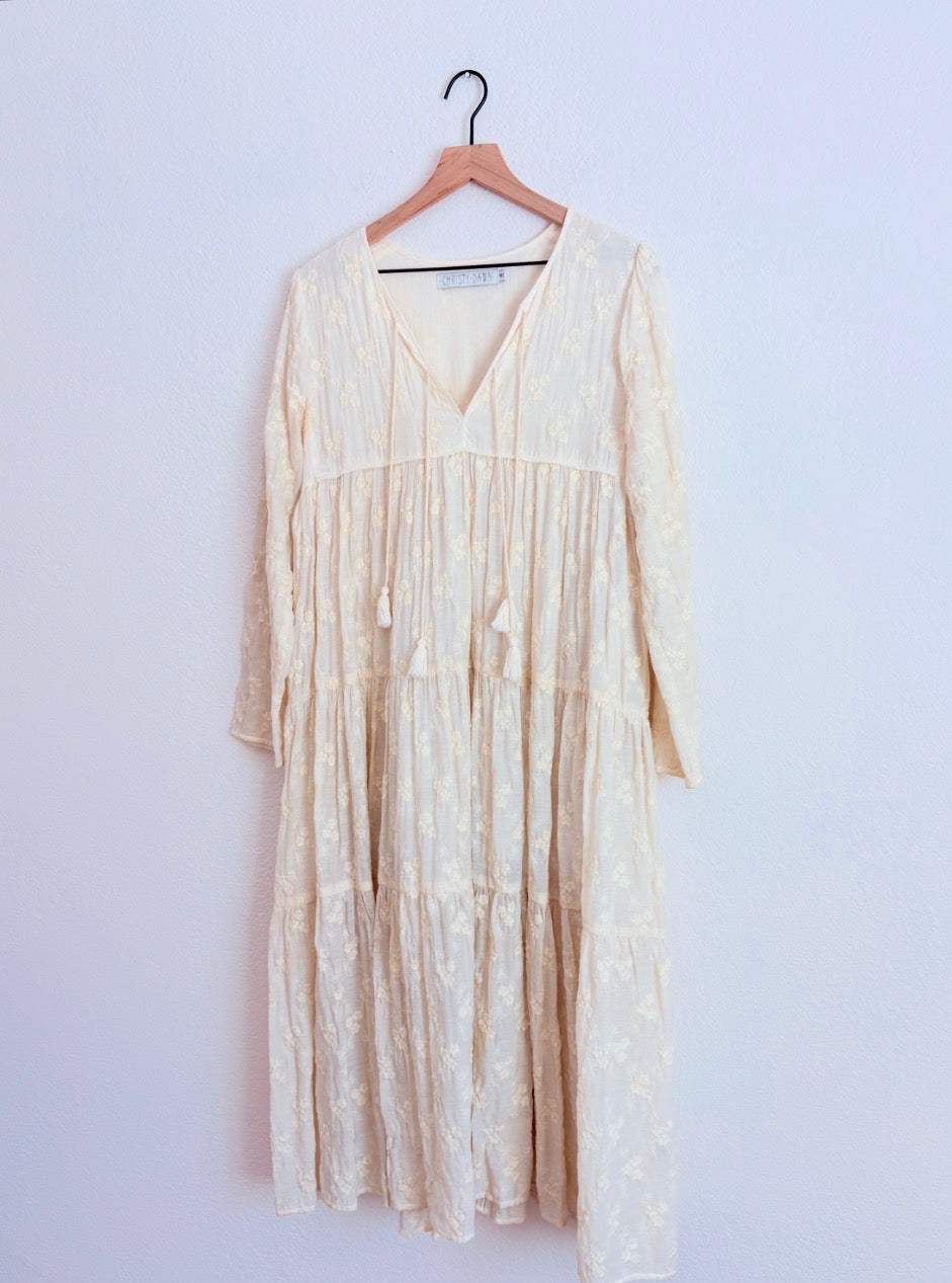 Christy Dawn Paloma Cream Embroidered Dress
