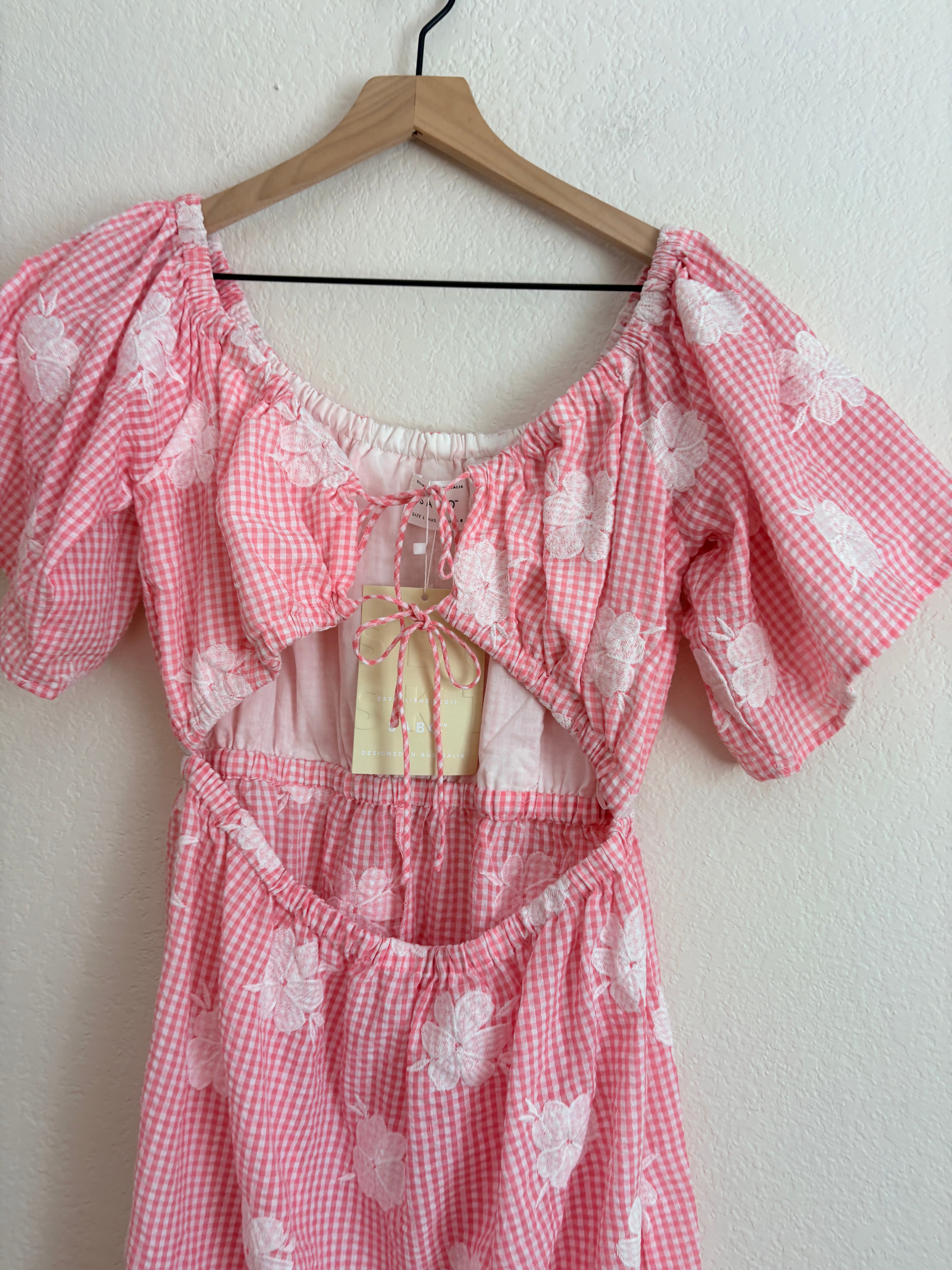 New Sabo Nalu Pink Gingham Dress (L)