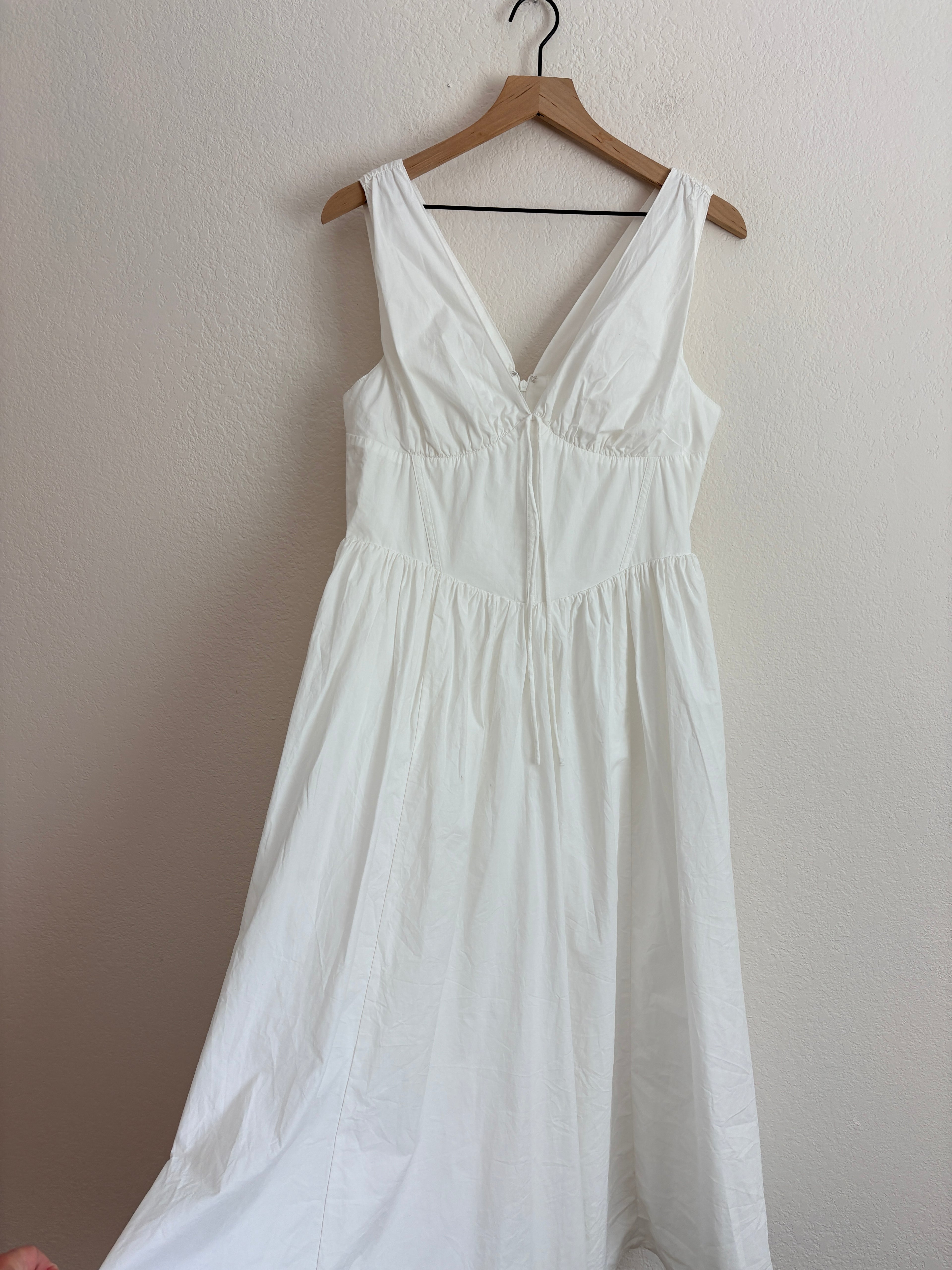 Commense White Midi Cottage Dress (L)