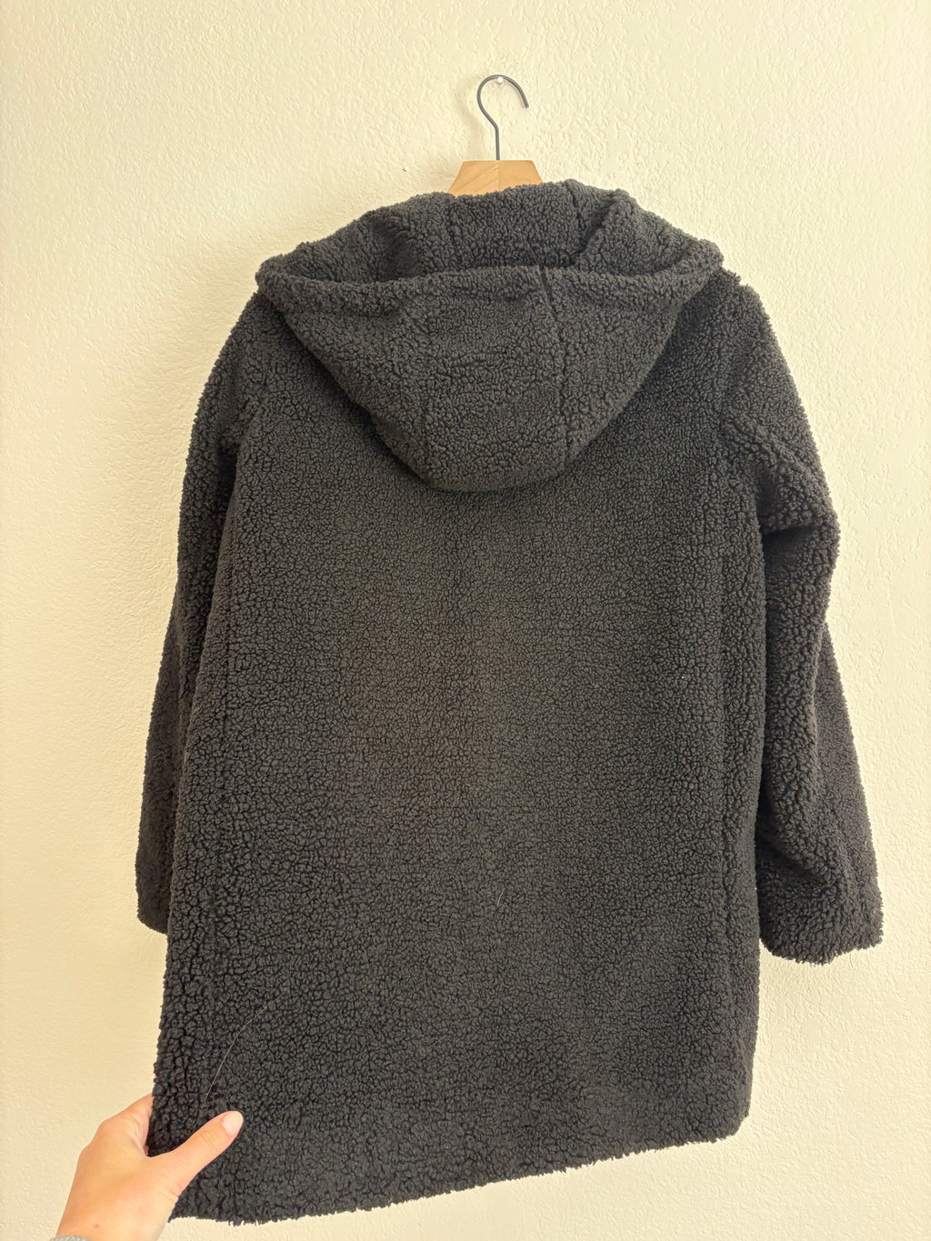 GAP Black Sherpa Hooded Coat (M)