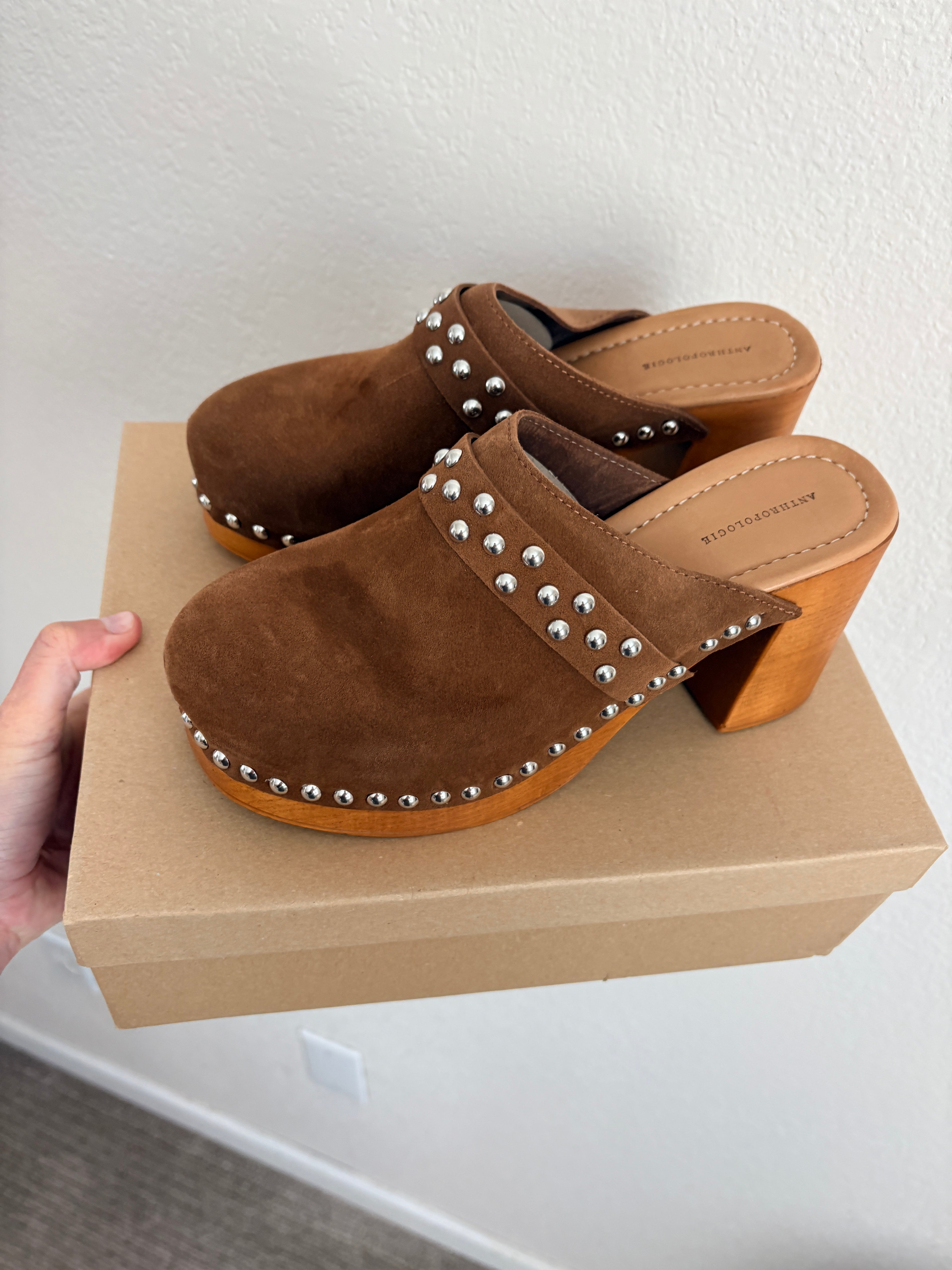 New Anthropologie Studded Heel Clogs (7.5-8)
