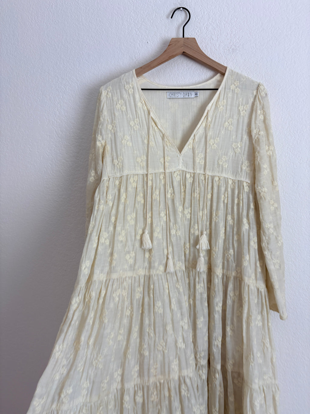 Christy Dawn Paloma Cream Embroidered Dress