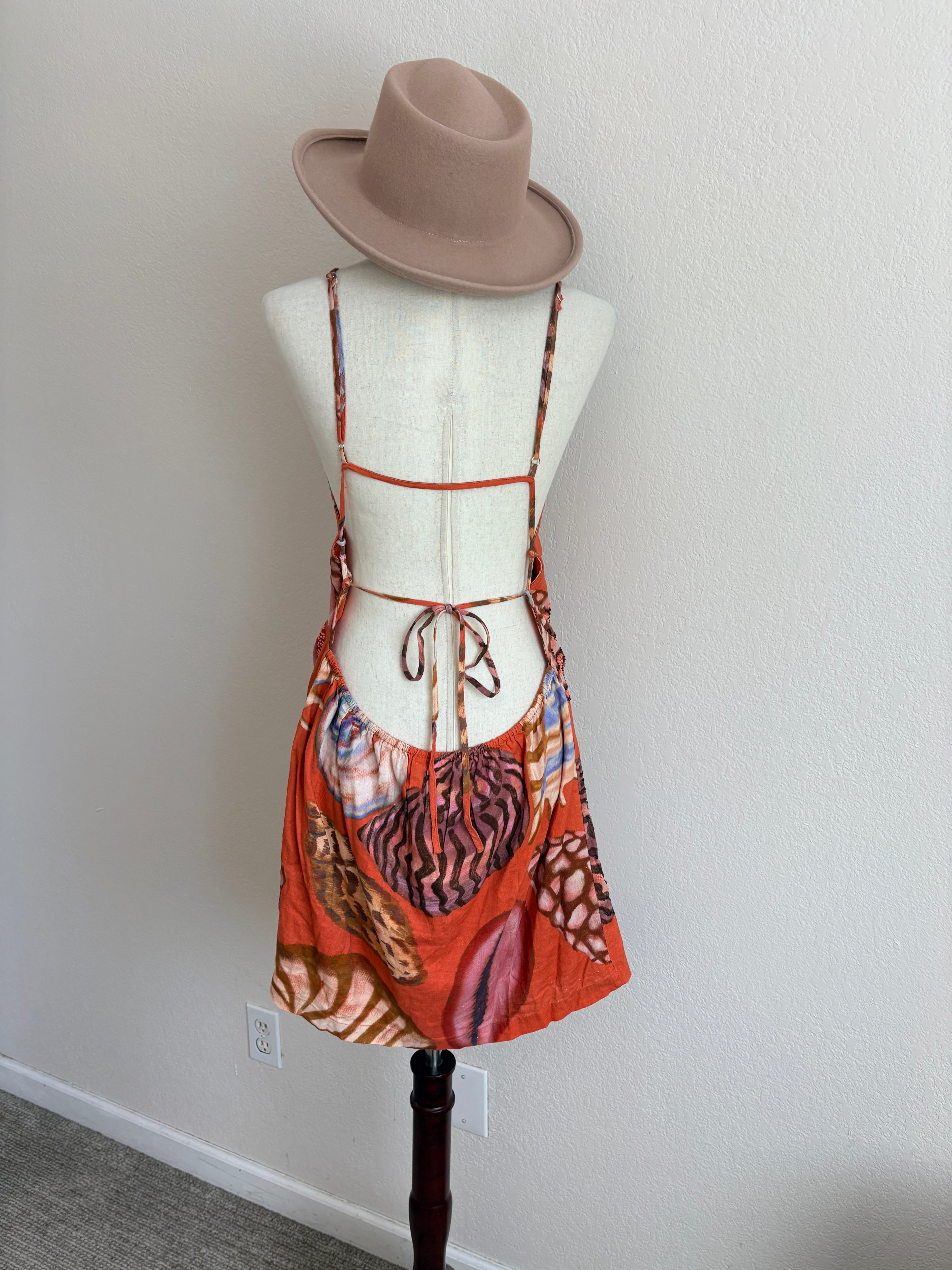 New Celandine Anthropologie Linen Blend Seashell Mini Dress (L)