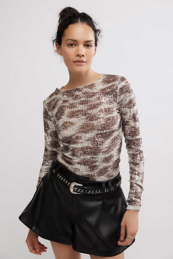 Free People Silver Sequin Top (M)