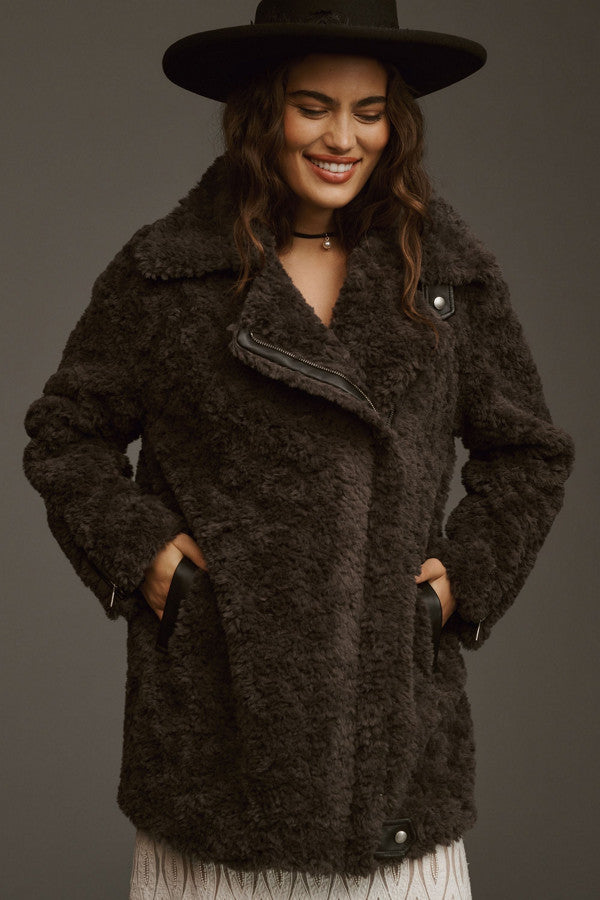 NWT Anthropologie Carly Faux Fur Jacket (L)