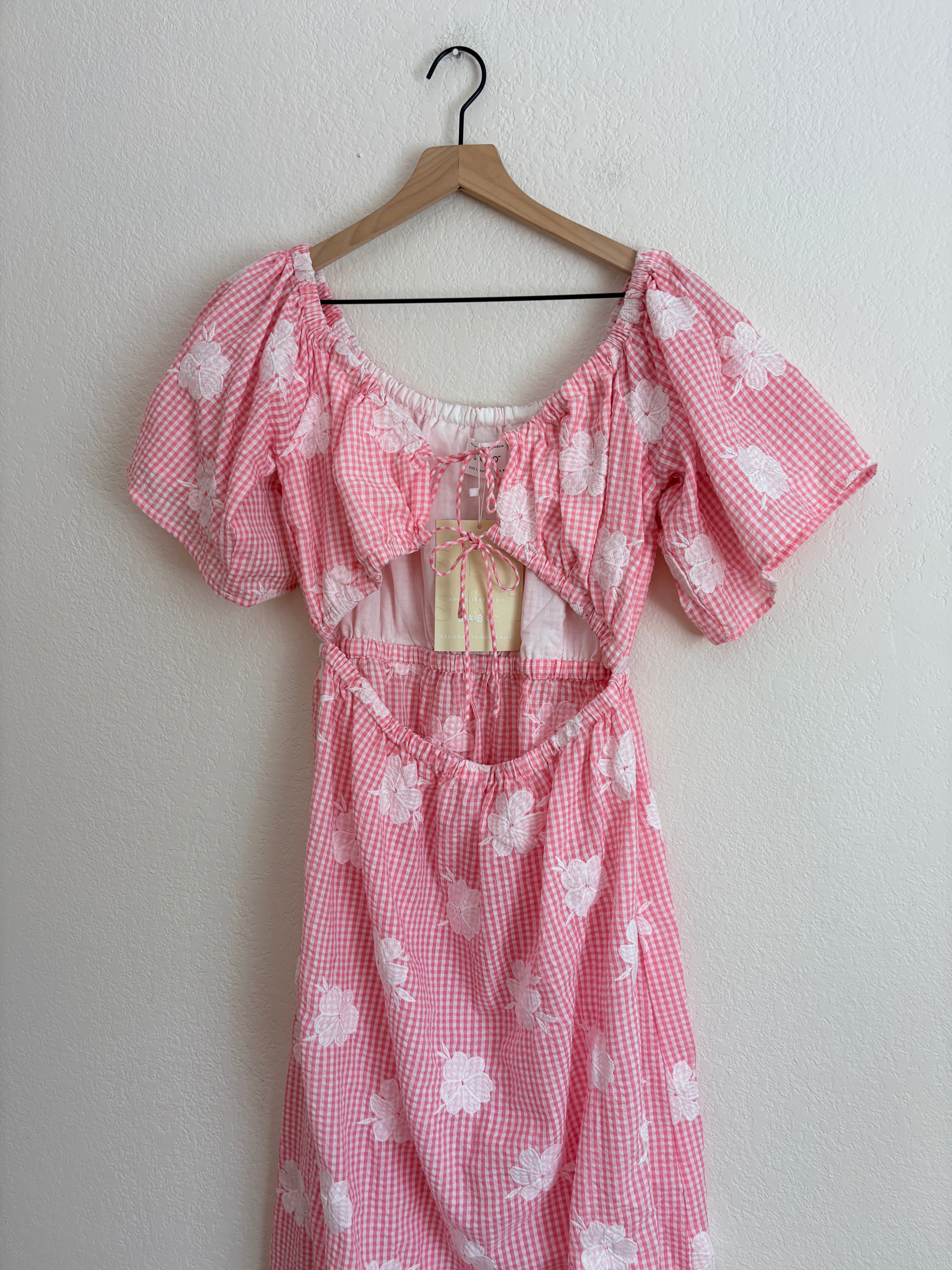 New Sabo Nalu Pink Gingham Dress (L)