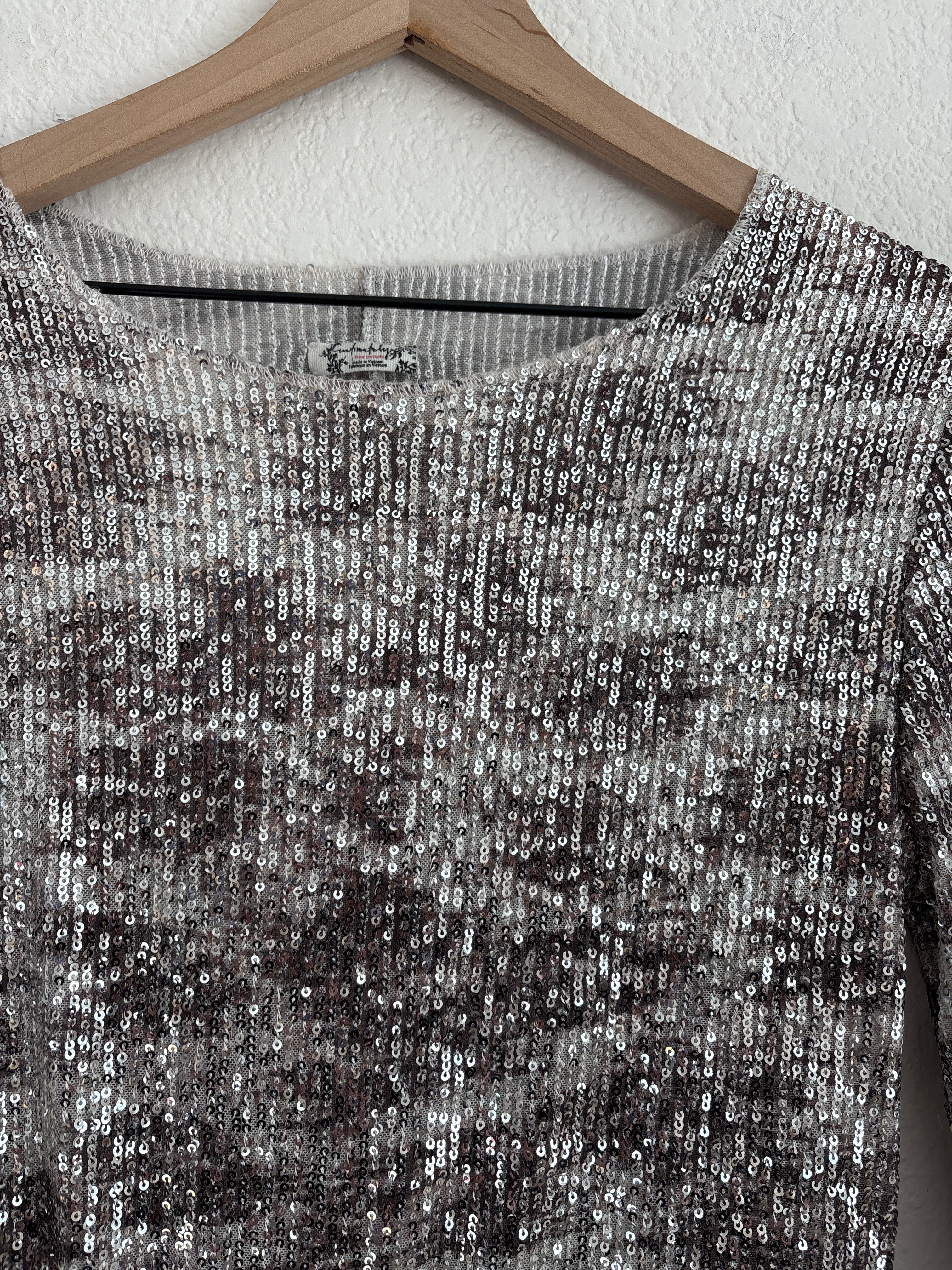 Free People Silver Sequin Top (M)