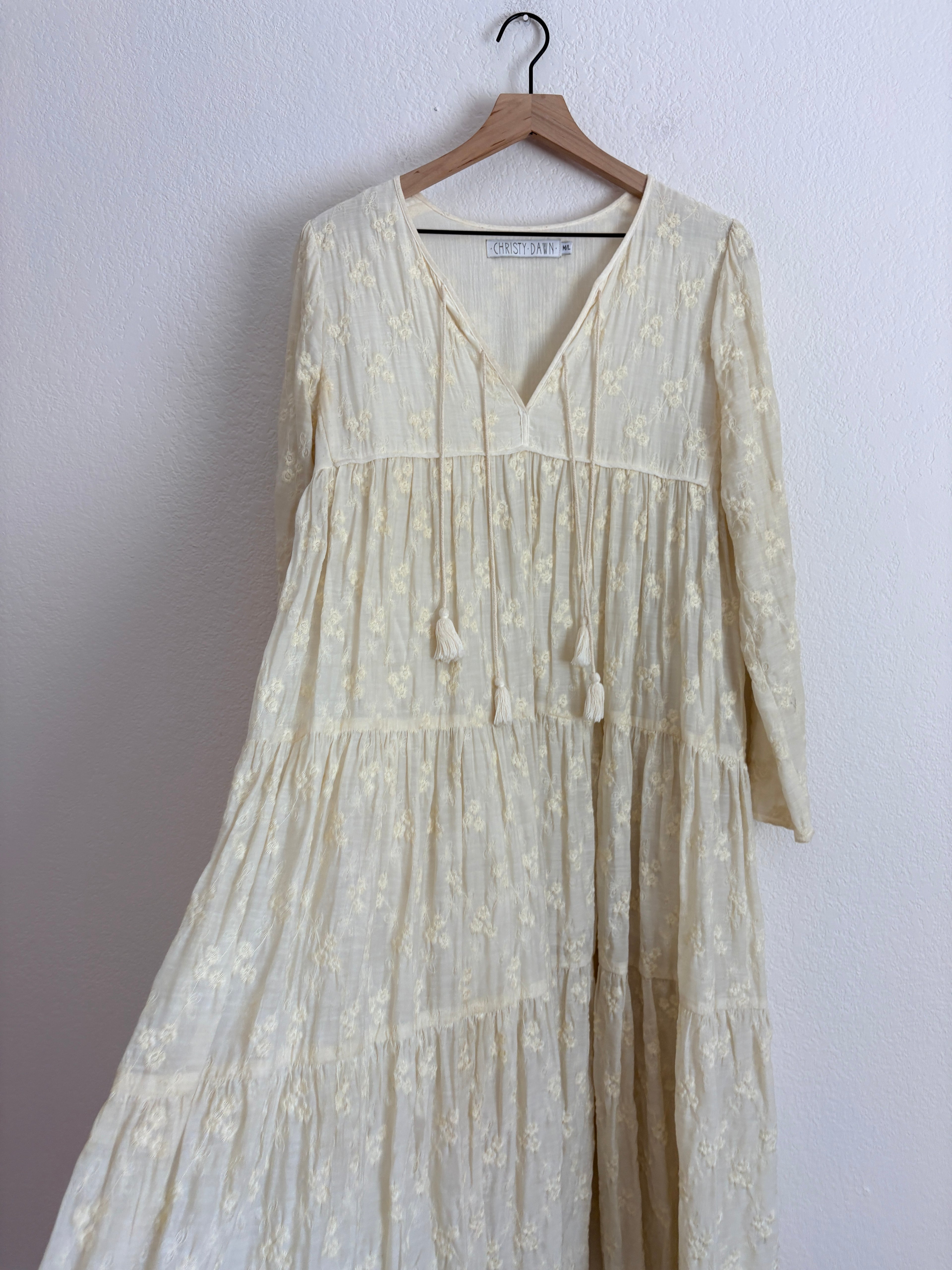 Christy Dawn Paloma Cream Embroidered Dress