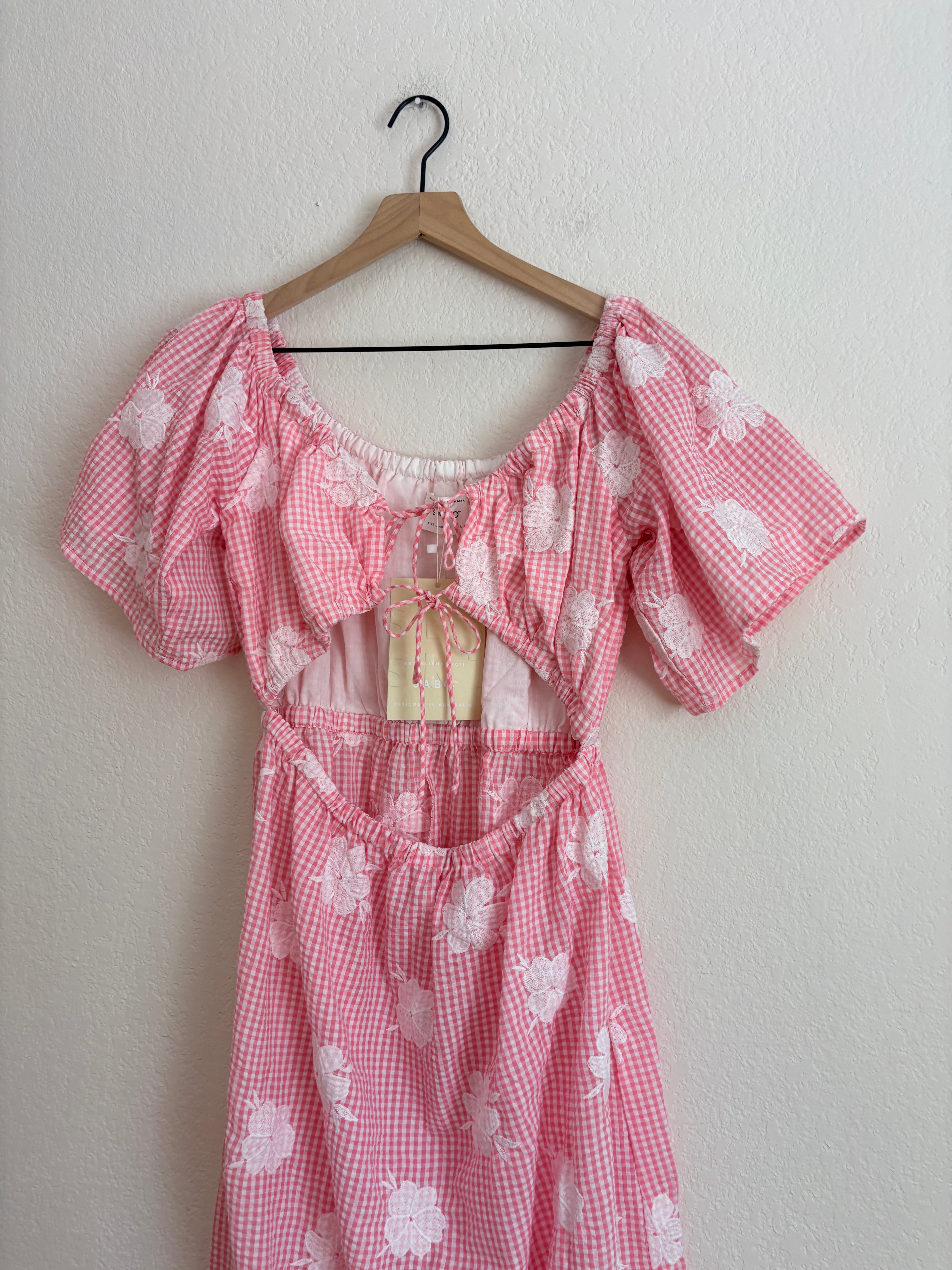 New Sabo Nalu Pink Gingham Dress (L)