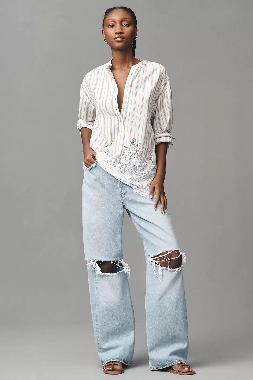 Anthropologie Pilcro Long Sleeve Lacy Top (M)