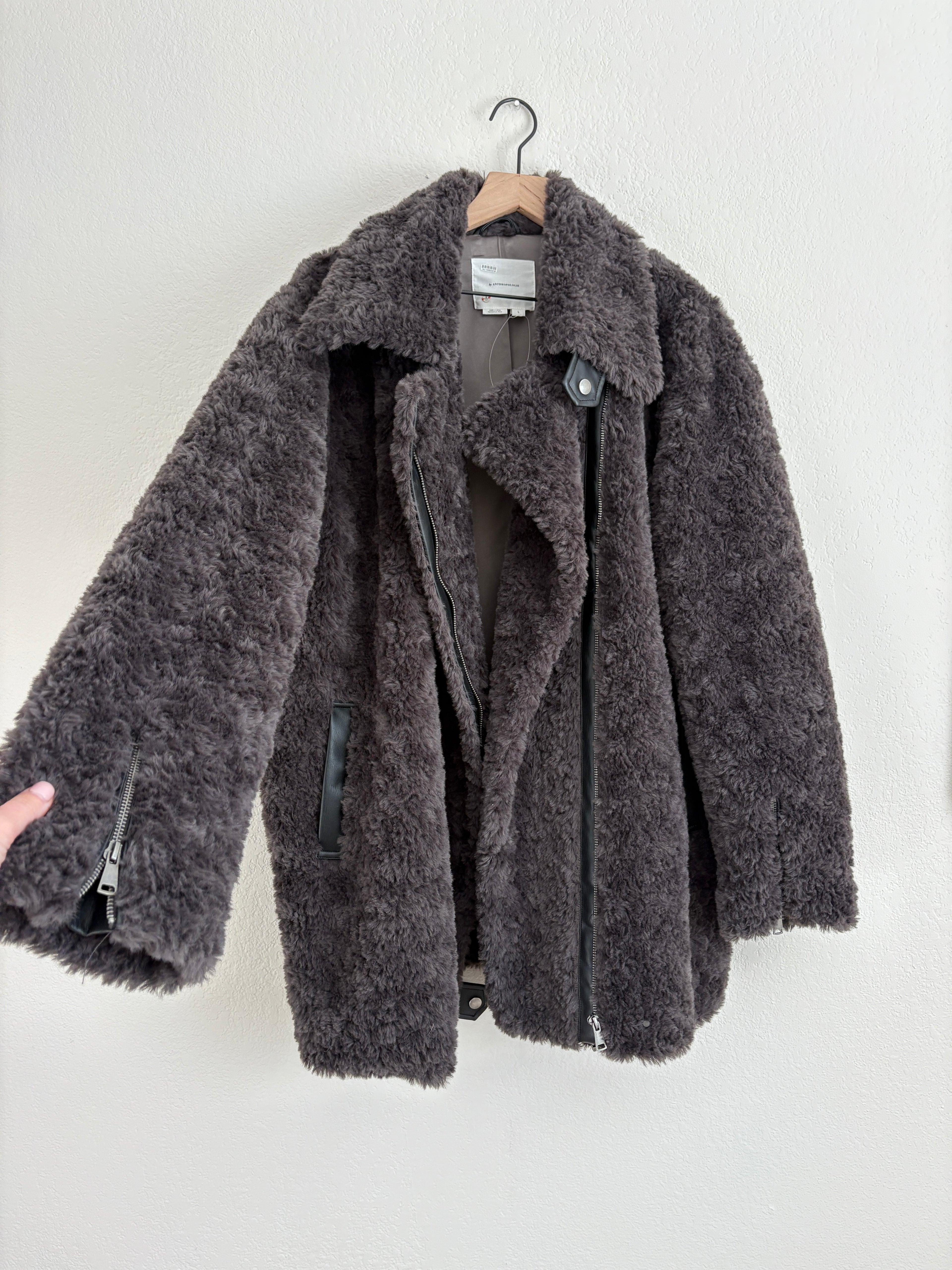 NWT Anthropologie Carly Faux Fur Jacket (L)