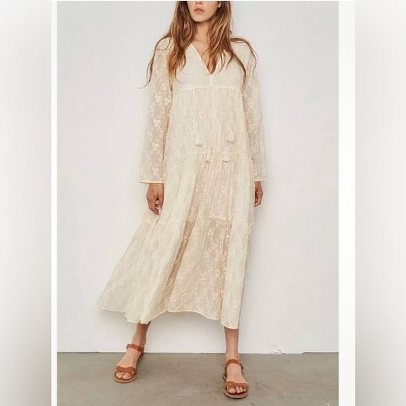 Christy Dawn Paloma Cream Embroidered Dress