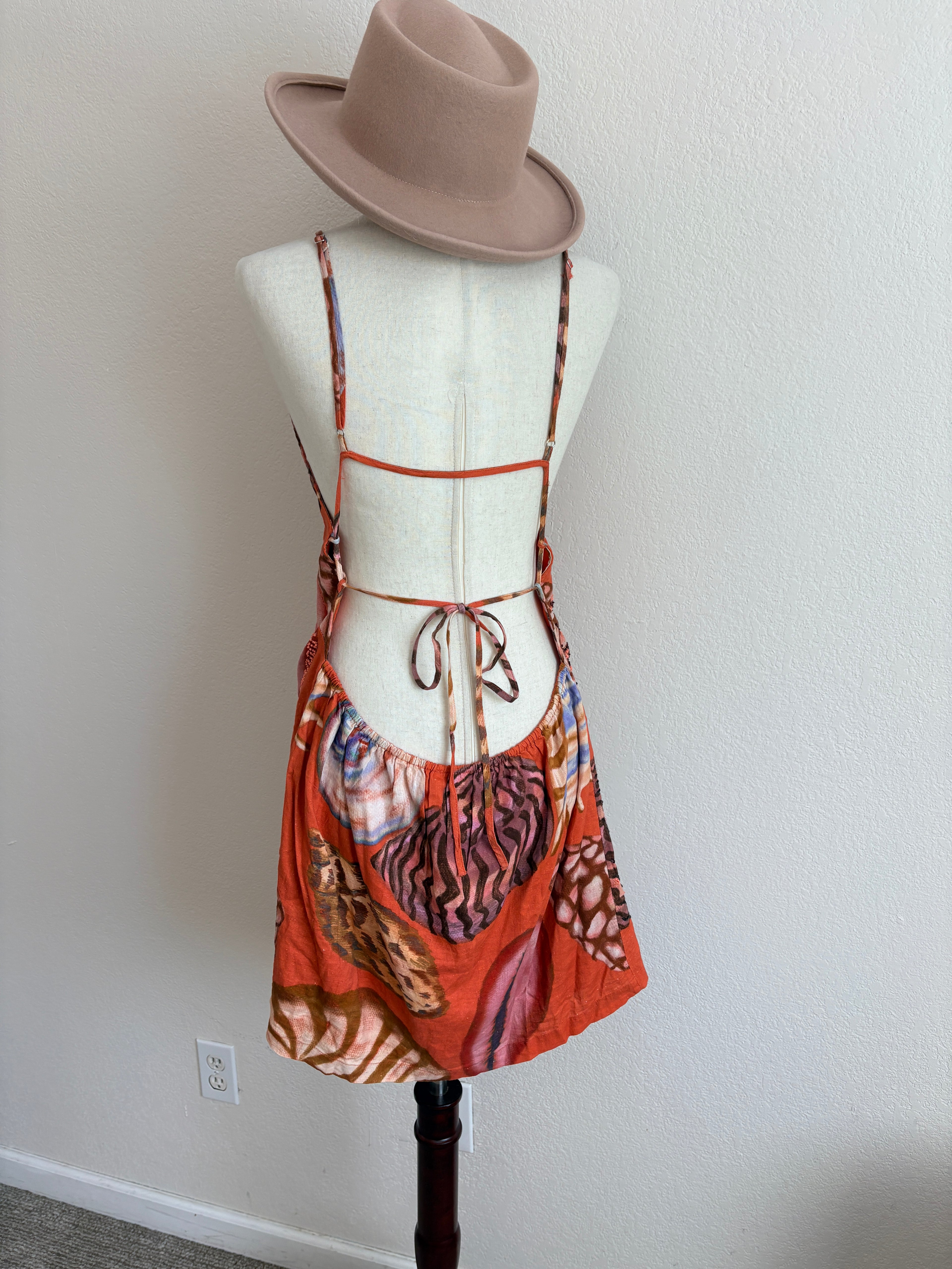 New Celandine Anthropologie Linen Blend Seashell Mini Dress (L)
