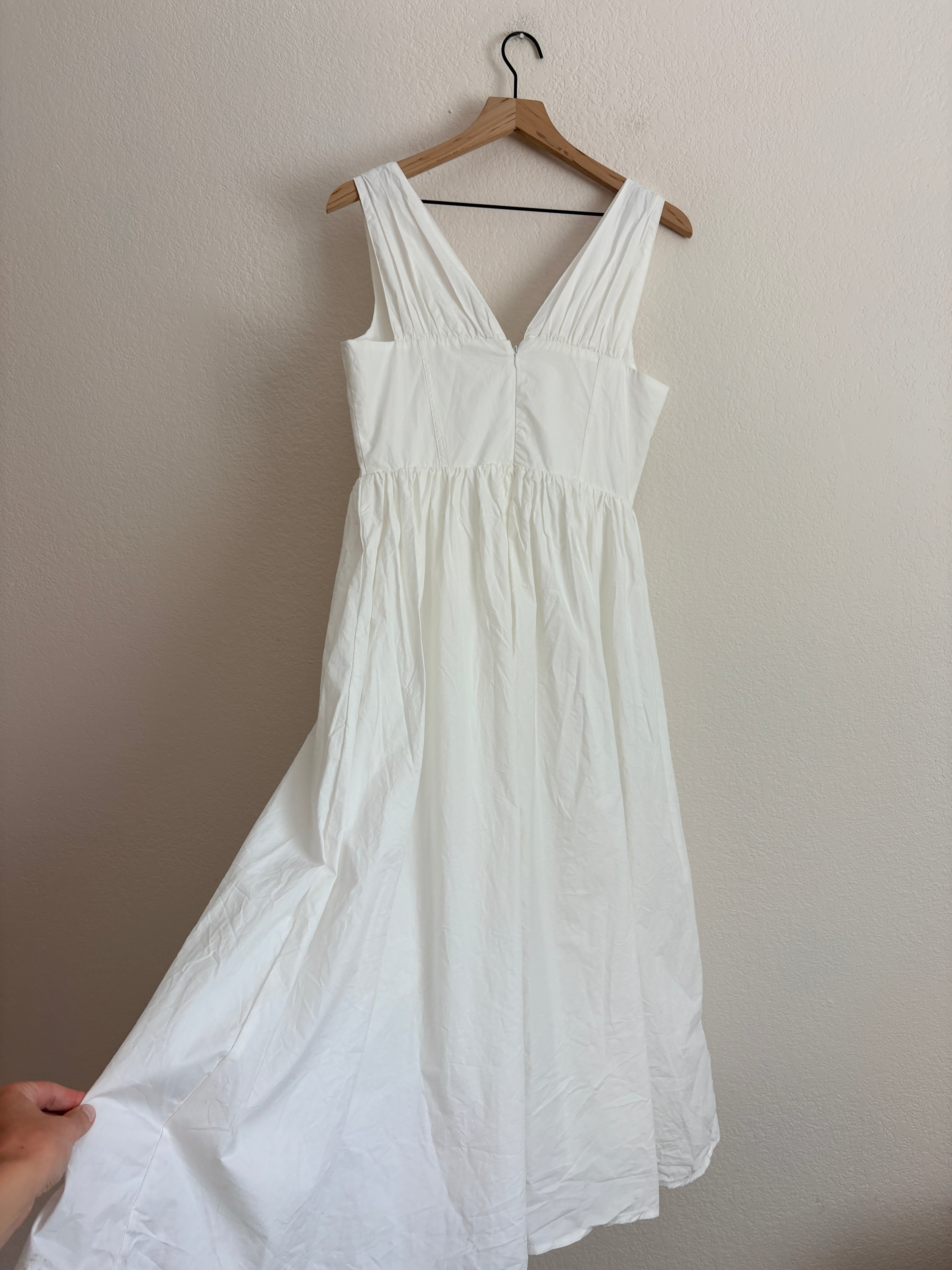 Commense White Midi Cottage Dress (L)