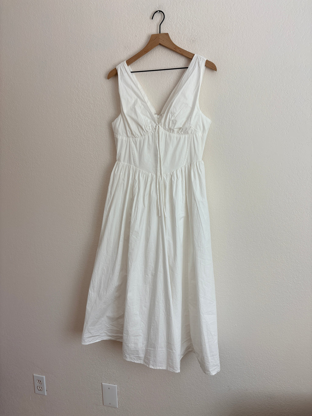 Commense White Midi Cottage Dress (L)