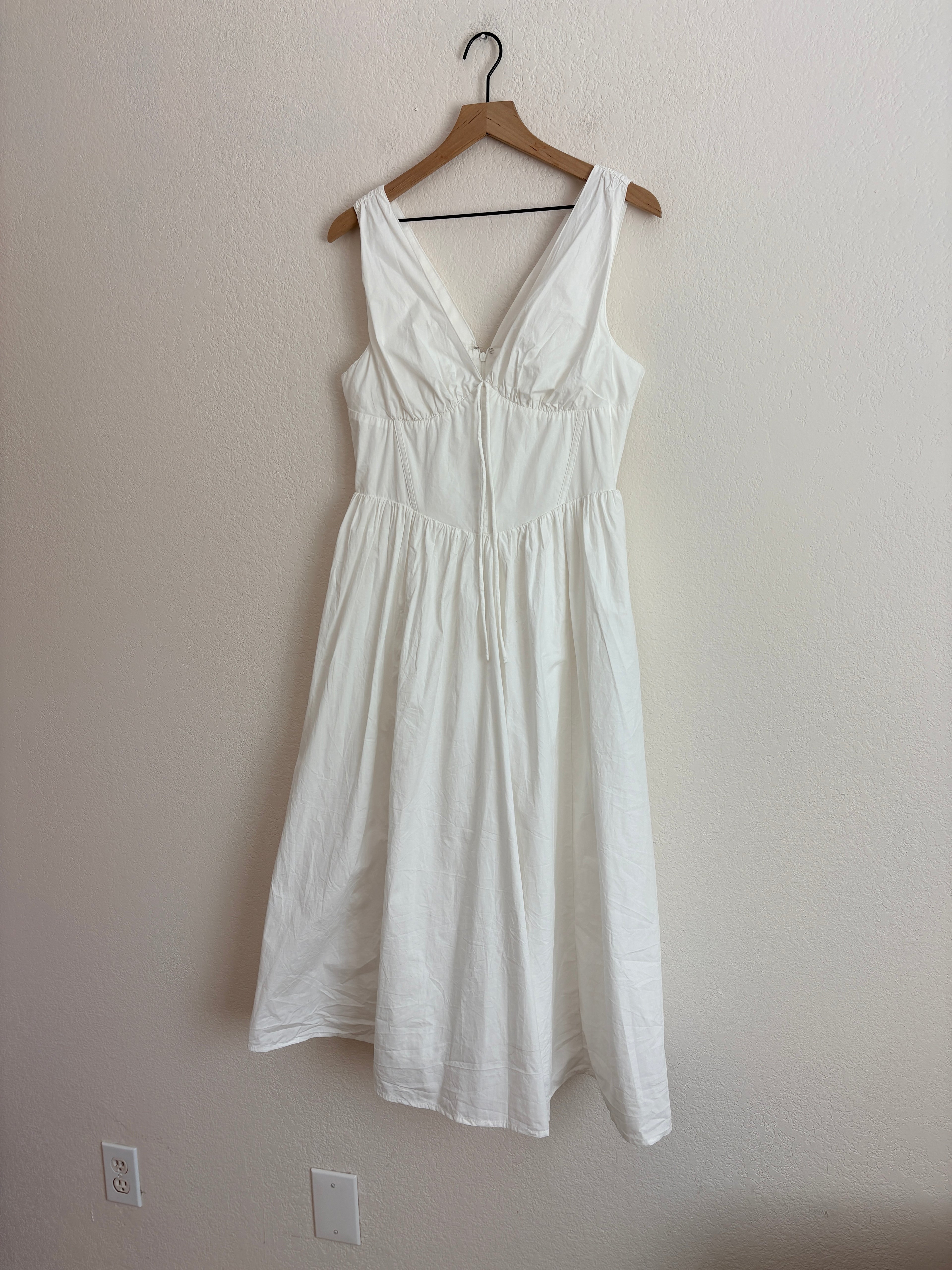 Commense White Midi Cottage Dress (L)