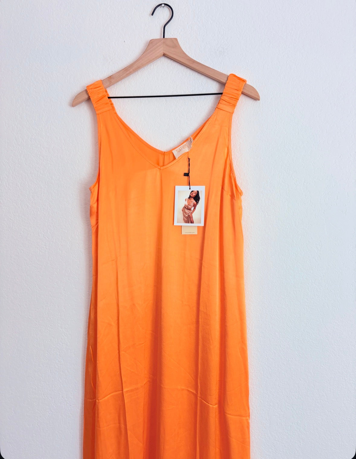 NEW Nation LTD Satin Slip Maxi Dress - Orange (L)