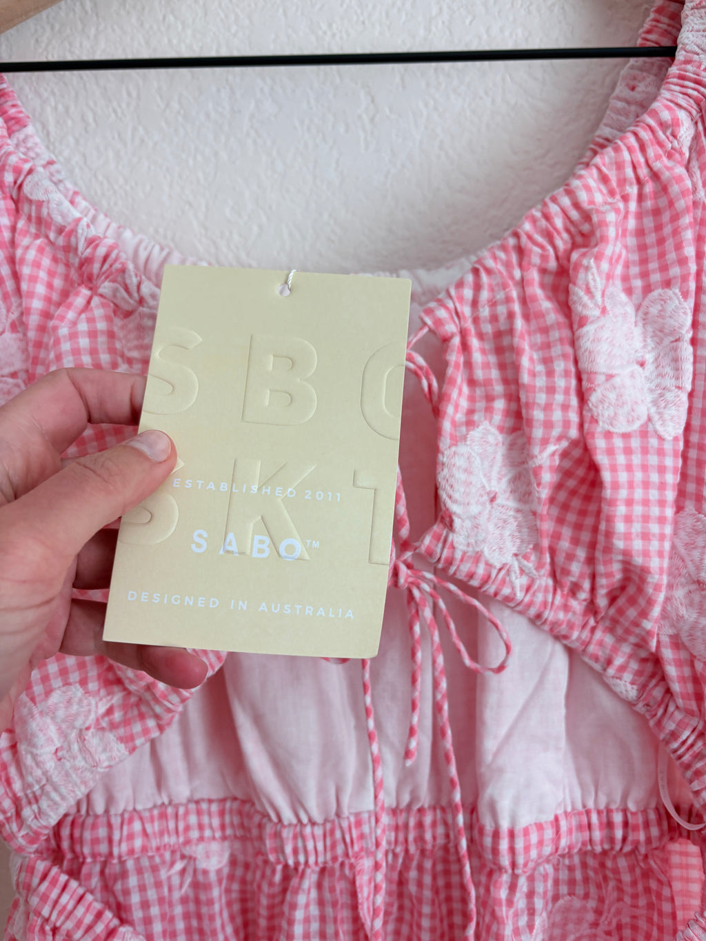New Sabo Nalu Pink Gingham Dress (L)
