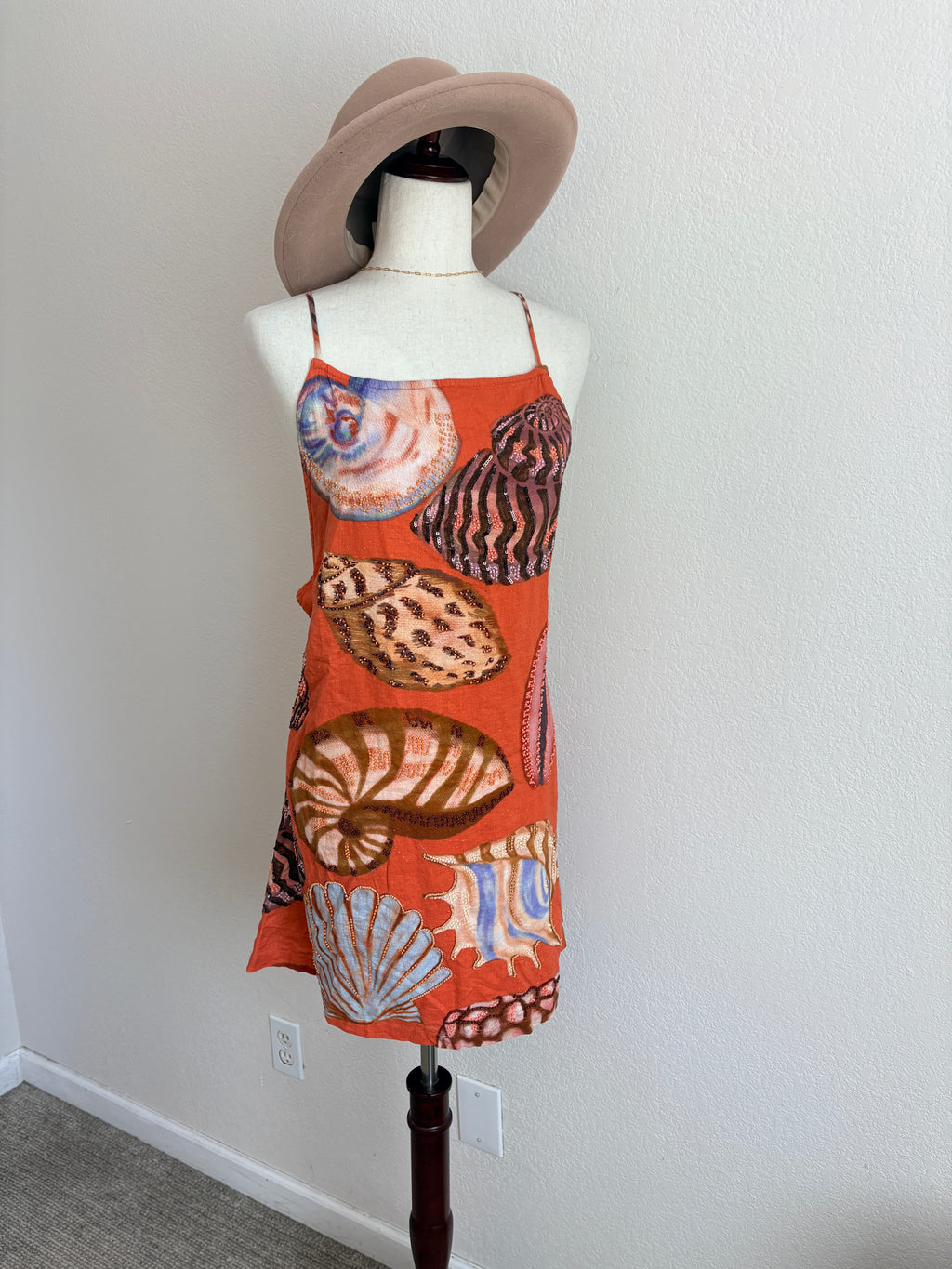 New Celandine Anthropologie Linen Blend Seashell Mini Dress (L)