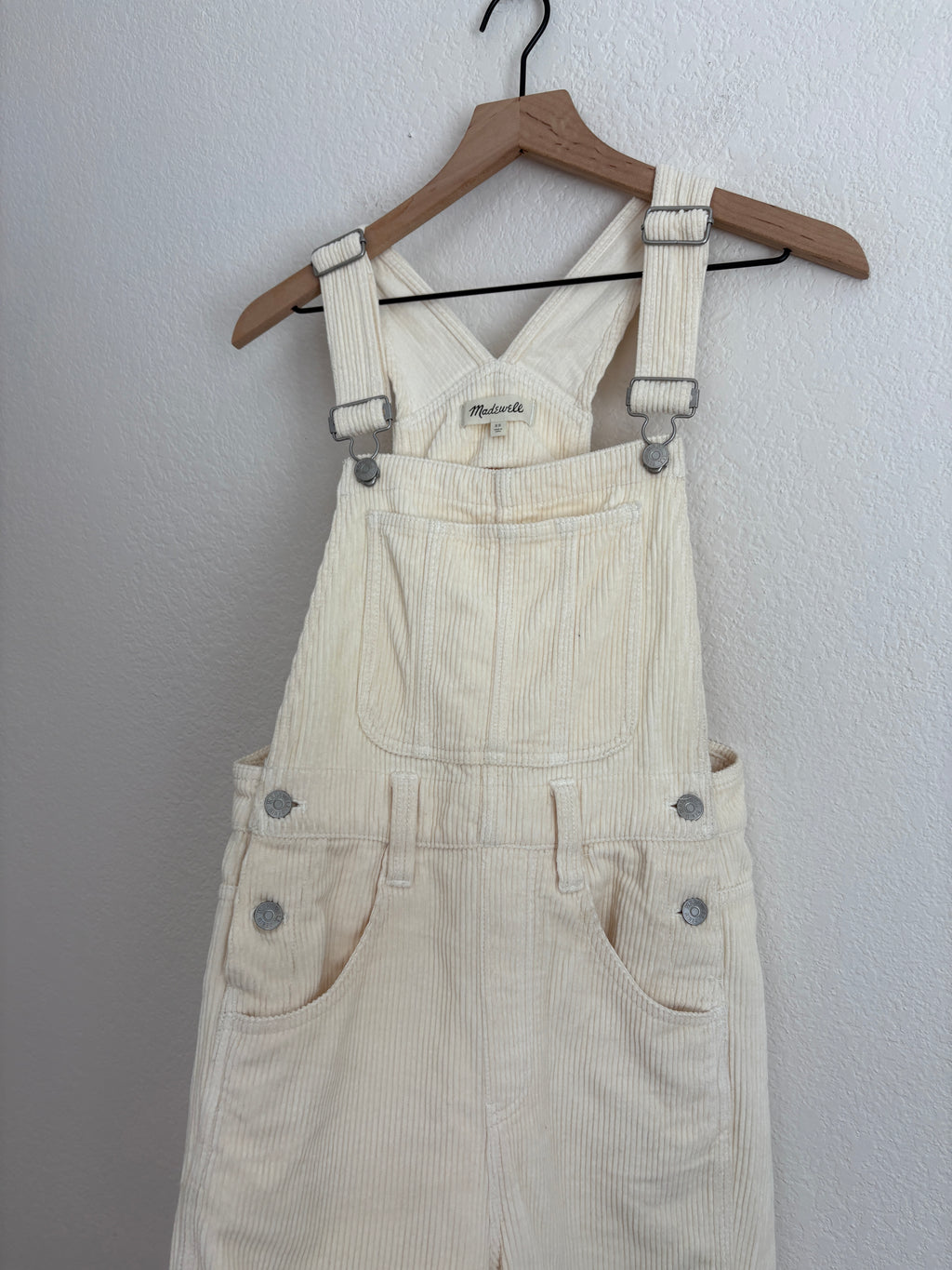Madewell Cream Corduroy Overalls (XS)