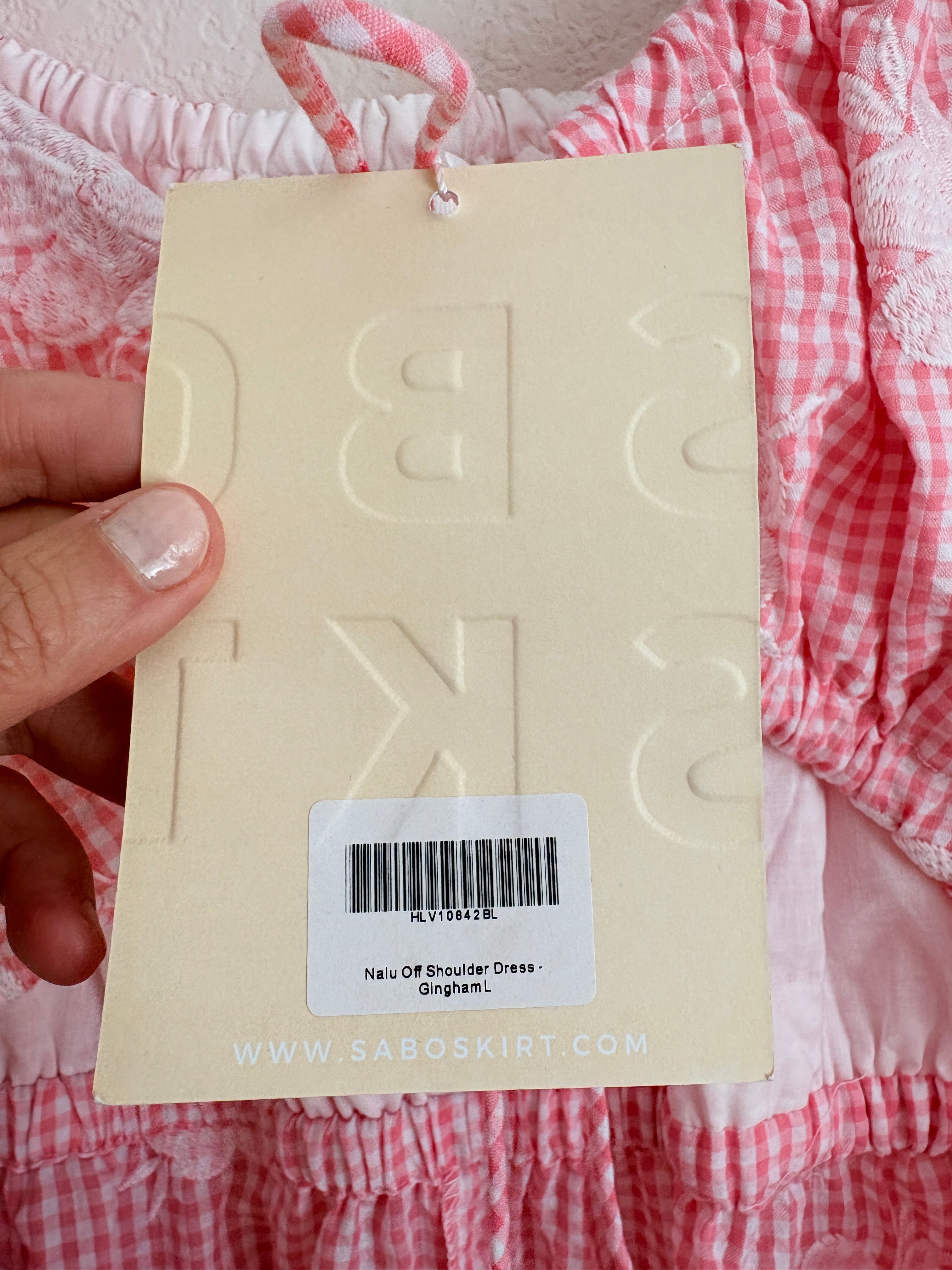New Sabo Nalu Pink Gingham Dress (L)