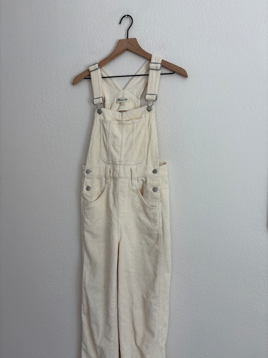Madewell Cream Corduroy Overalls (XS)