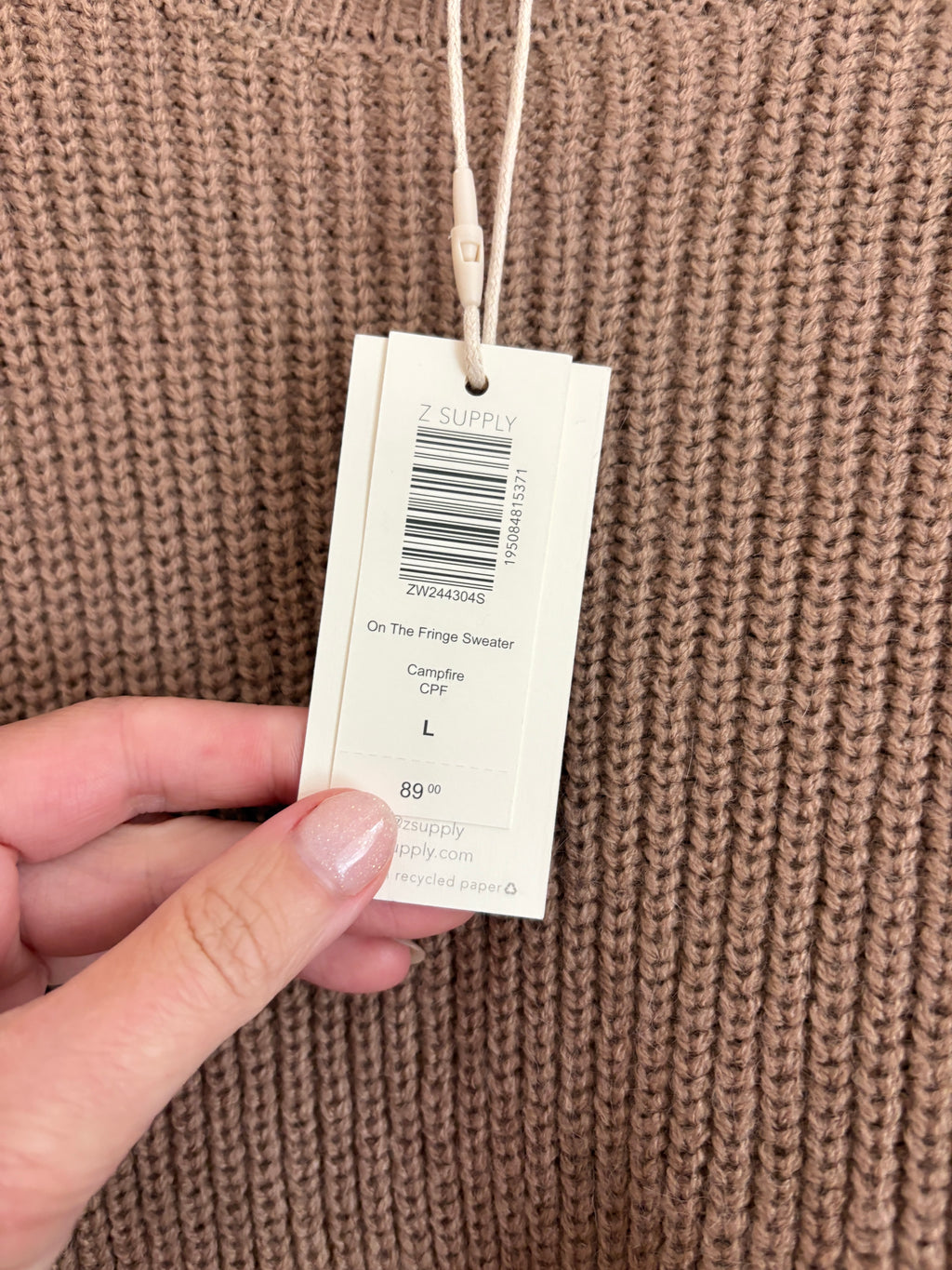 Z Supply Fringe Sweater in Campfire (L)