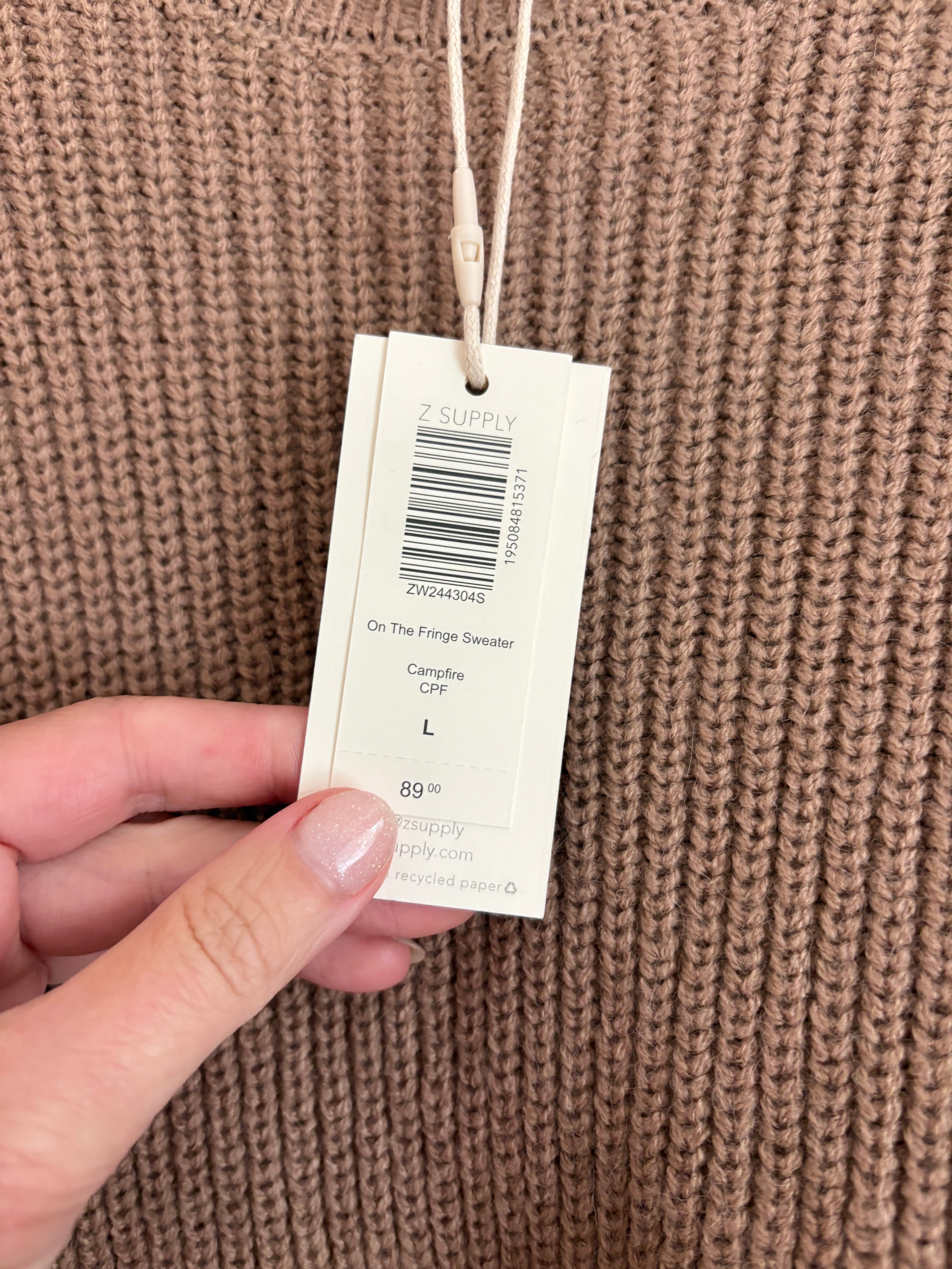 Z Supply Fringe Sweater in Campfire (L)
